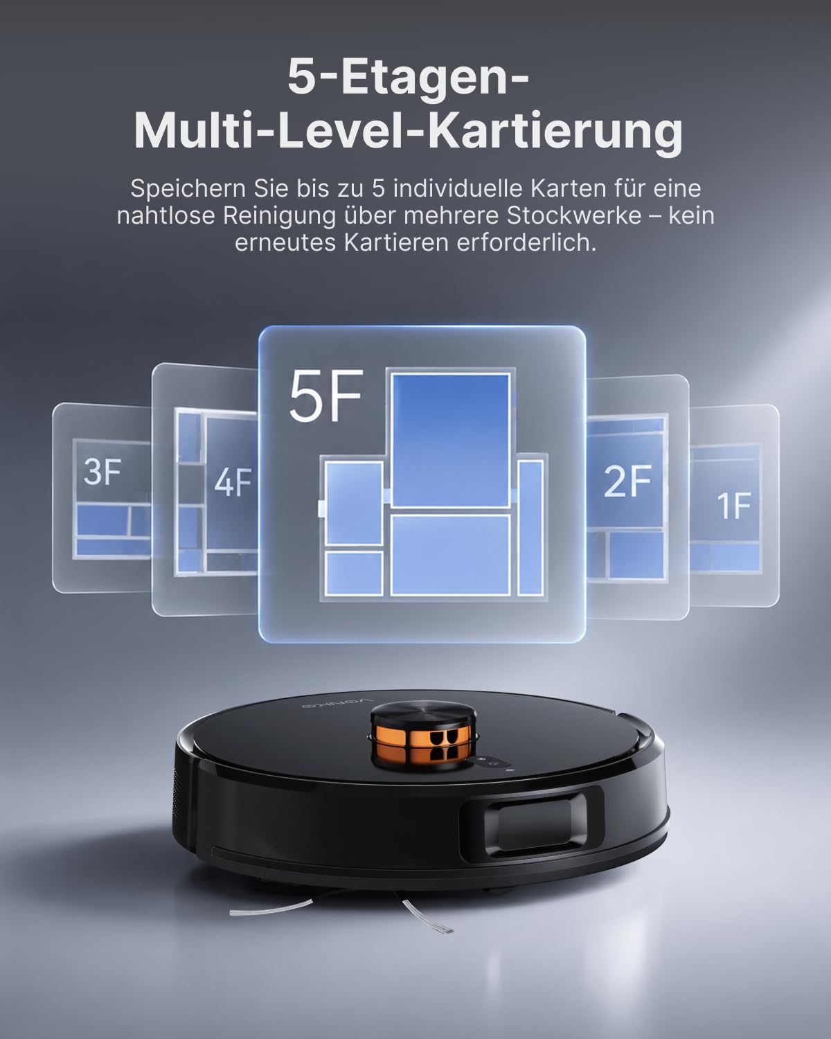 Vonko S6 Pro Saugroboter mit Wischfunktion und Saugstation, 8000 Pa Saugleistung, LiDAR 2.0 Lasernavigation, 180 Minuten Laufzeit, Teppicherkennung, App/Alexa, ideal für Tierhaare, Hartböden, Schwarz – Bild 6