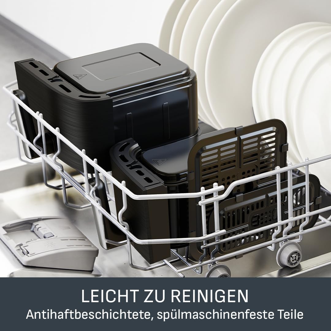 Tefal Dual Easy Fry Heißluftfritteuse 8,3 l – Airfryer mit 2 Kammern und XL-Schublade, 7 Programme, 2700 W, Extra Crisp-Technologie, fettarmes Frittieren und Energieeinsparung, spülmaschinenfest EY9018 – Bild 6