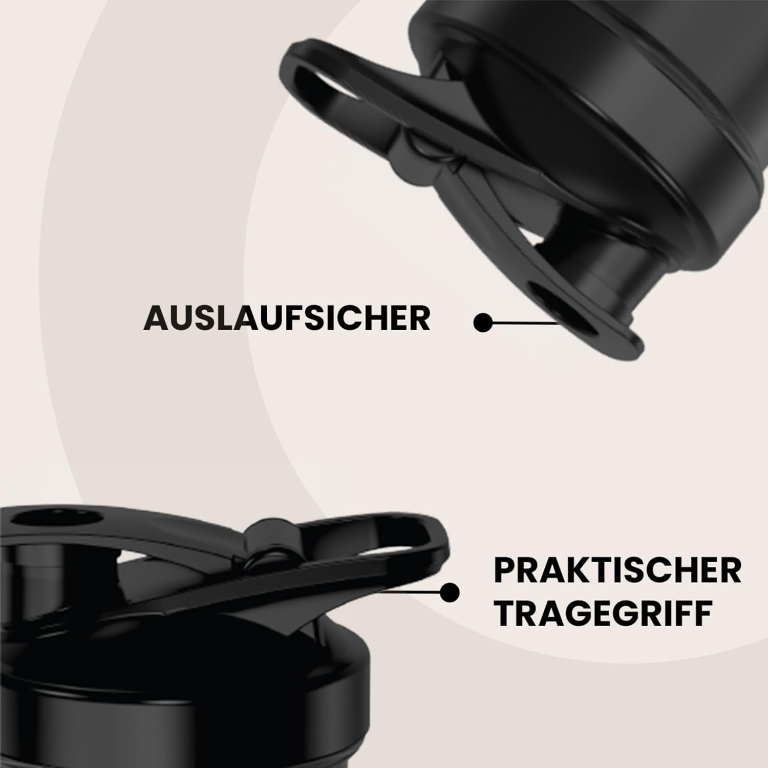 FSA Nutrition Protein-Shaker mit Pulverfach für cremige Shakes, mit Siebeinsatz und Behälter, BPA-frei und auslaufsicher, schwarz – Bild 4