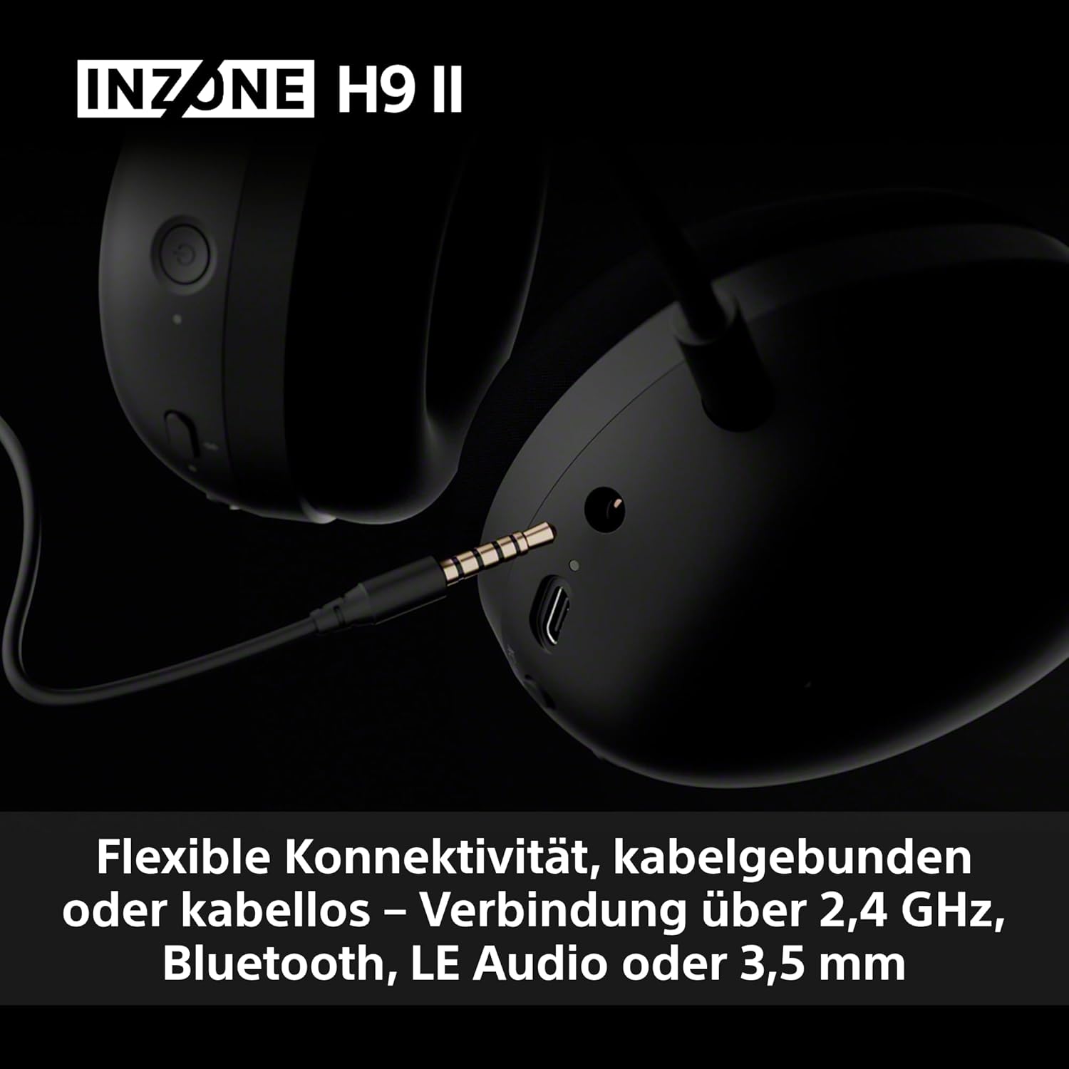 Sony INZONE H9 II Kabelloses PC-Gaming-Headset mit Geräuschunterdrückung, leicht, einstellbarer Sound-EQ, abnehmbares Nieren-KI-Mikrofon, 30-Stunden-Akku, 2,4 GHz und Bluetooth, inklusive Softcase, Schwarz – Bild 9