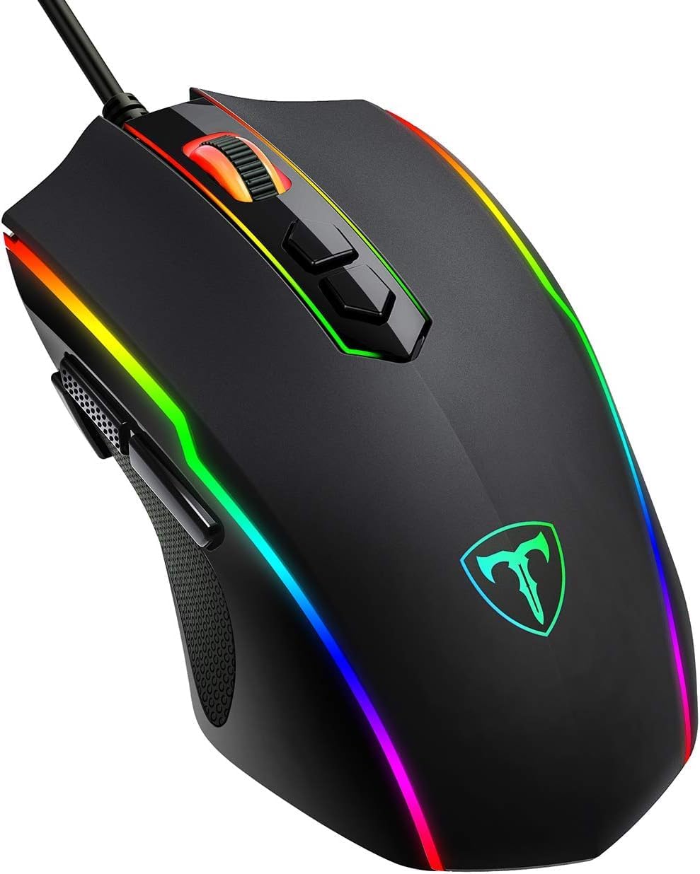 RGB-Gaming-Maus, Gamer-Maus mit 8 programmierbaren Tasten, 7200 DPI/RGB-Beleuchtung/einstellbare Spielprofile, USB-Kabel mit ergonomischem Design für MMO-, MOBA- oder FPS-Spiele für PC/Mac