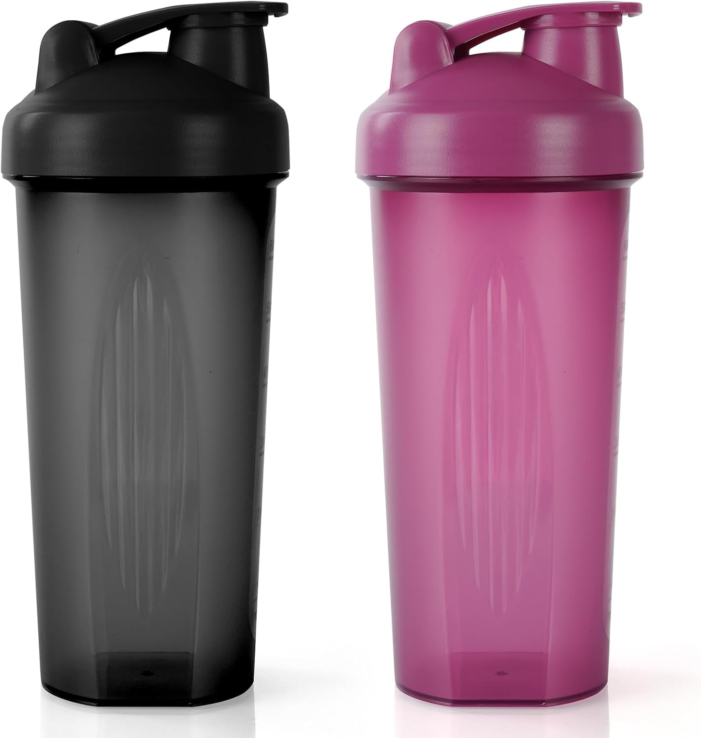 Protein Shaker, 600 ml Protein Shaker, Protein Shaker mit Messskala und Kugel, BPA-frei, auslaufsicher, langlebig, geruchsneutral Shake Cup, Shaker für cremiges Whey Protein Pulver (Schwarz + Lila)