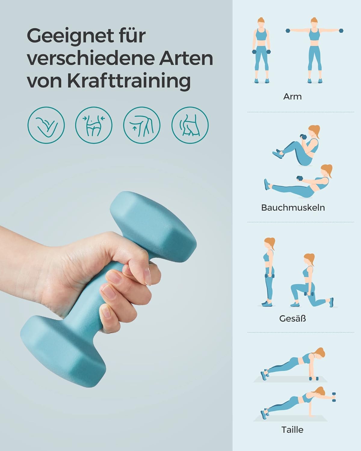 SONGMICS 2er-Pack Sechseckhanteln mit Neoprenbeschichtung für Krafttraining, Fitness, Zuhause – Bild 4