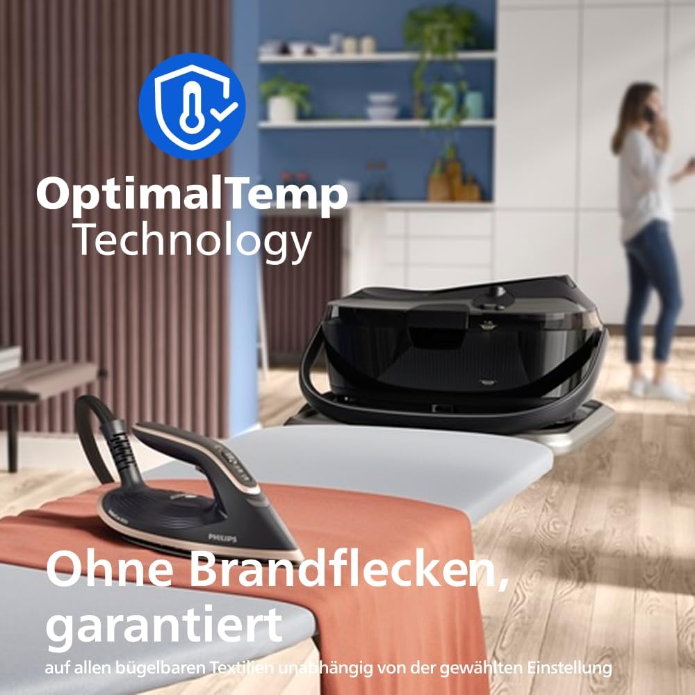 Philips PerfectCare 8000 Series Dampfbügelstation – 215 g Dauerdampf, 750 g Dampfstoß, leicht zu transportieren, OptimalTEMP, SteamGlide Elite, 1,4 l, einfache Entkalkung, garantiert keine Brandflecken (PSG8200/80) – Bild 3