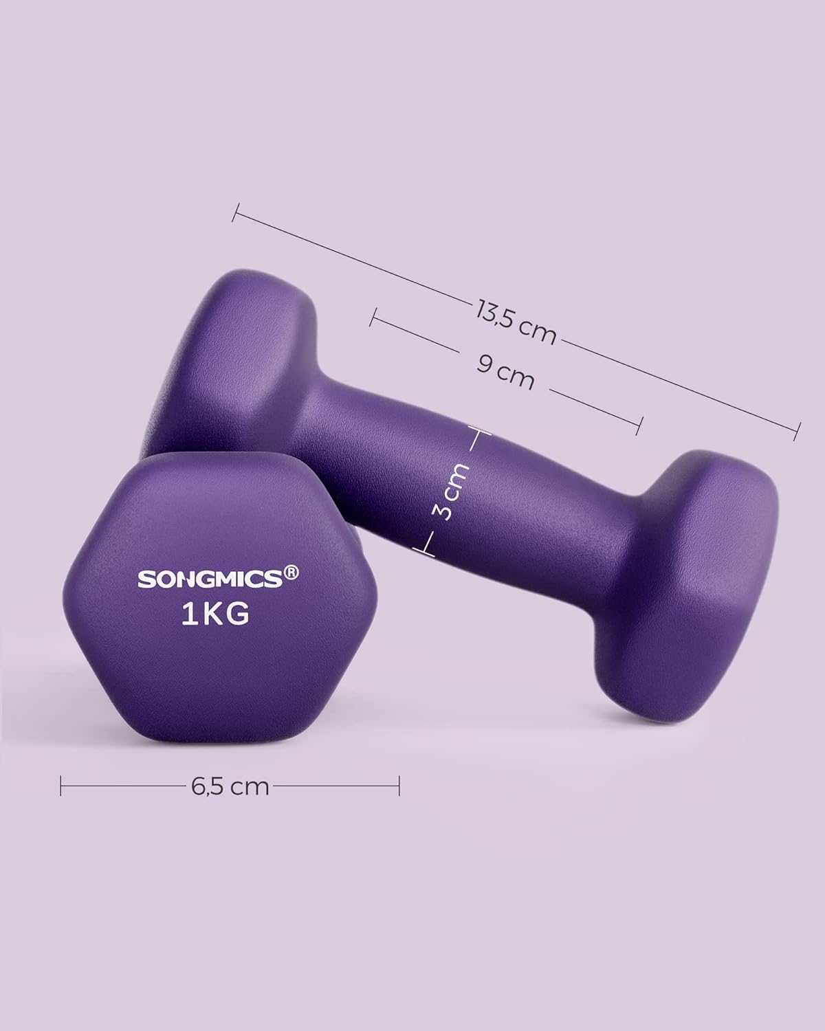 SONGMICS 2er-Pack Sechseckhanteln mit Neoprenbeschichtung für Krafttraining, Fitness, Zuhause – Bild 8
