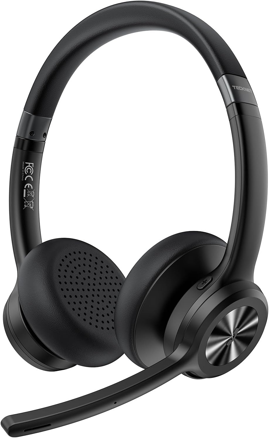 TECKNET V5.2 Bluetooth-Headset mit Mikrofon, kabelloses Headset mit Geräuschunterdrückung und Stummschaltung des Mikrofons, wiederaufladbare On-Ear-Kopfhörer kabellos für Trucker/Callcenter/Büro – 50+ Stunden Akku