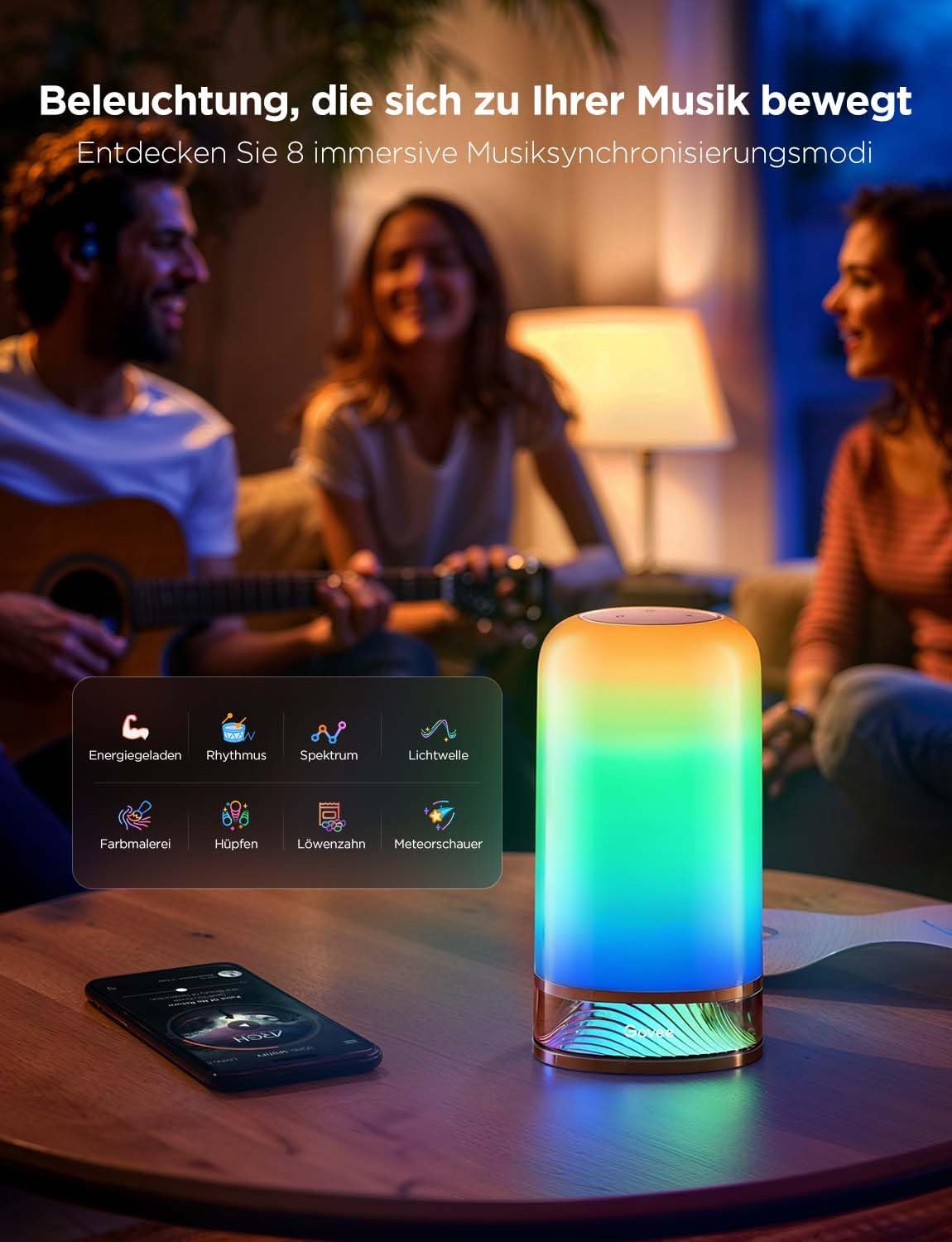 Govee LED-Tischlampe, Nachttischlampe, Touch-dimmbar RGBICWW, Alexa-Steuerung mit über 70 Szenenmodi, 500 Lumen, funktioniert mit Materie, 2700–6500 K, für Wohnzimmer und Schlafzimmer – Bild 6