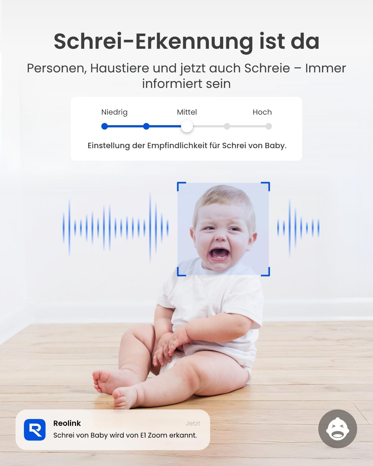 Reolink 4K PTZ WLAN-Überwachungskamera für den Innenbereich, 2,4/5 GHz Wi-Fi 6, Babyphone mit Kamera, 3-fach optischer Zoom, Autoverfolgung, Innenkamera für Kinder, Hundekamera, Erkennung von Menschen/Haustieren/Schreien, E1-Zoom – Bild 4