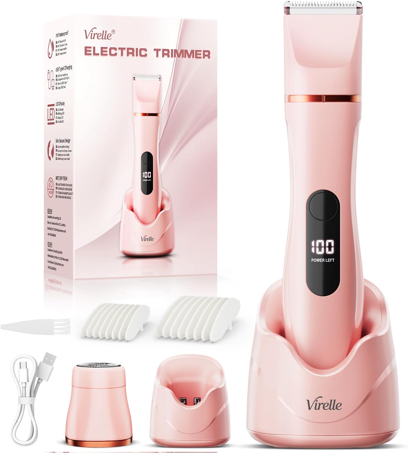 Intimrasierer für Damen, Rasierer für den Intimbereich sanft, 2-in-1 elektrischer Damenrasierer, Bikini-Trimmer für Körper- und Gesichtshaare, Bräutigam, wasserdicht, Damenrasierer, Präzisionstrimmer