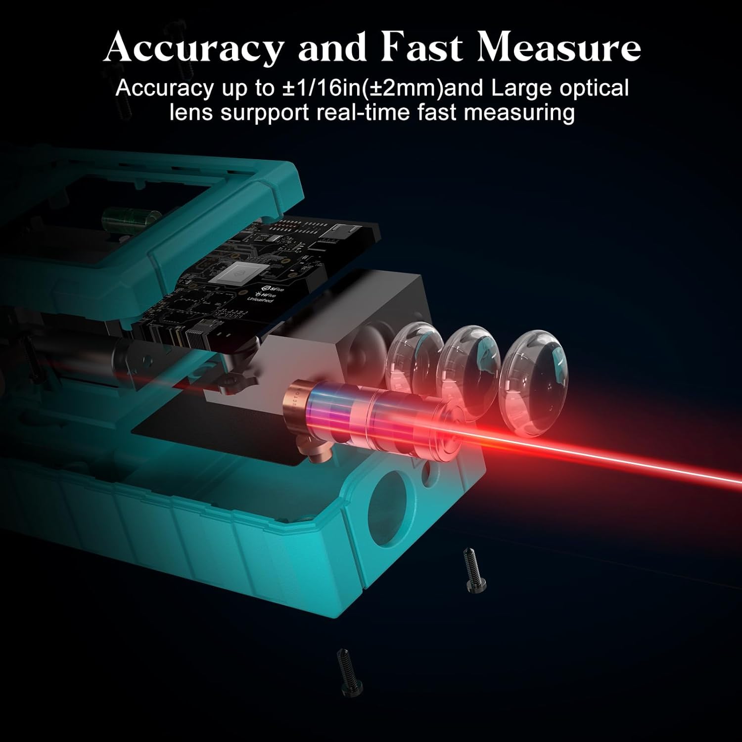Kiprim Laser-Entfernungsmesser LD50E, hohe Genauigkeit, 50 m, Laser-Maßband, kompaktes Lasermessgerät mit großem hintergrundbeleuchtetem LCD-Display, ft/m/in-Umschaltung, Wasserwaage – Bild 5