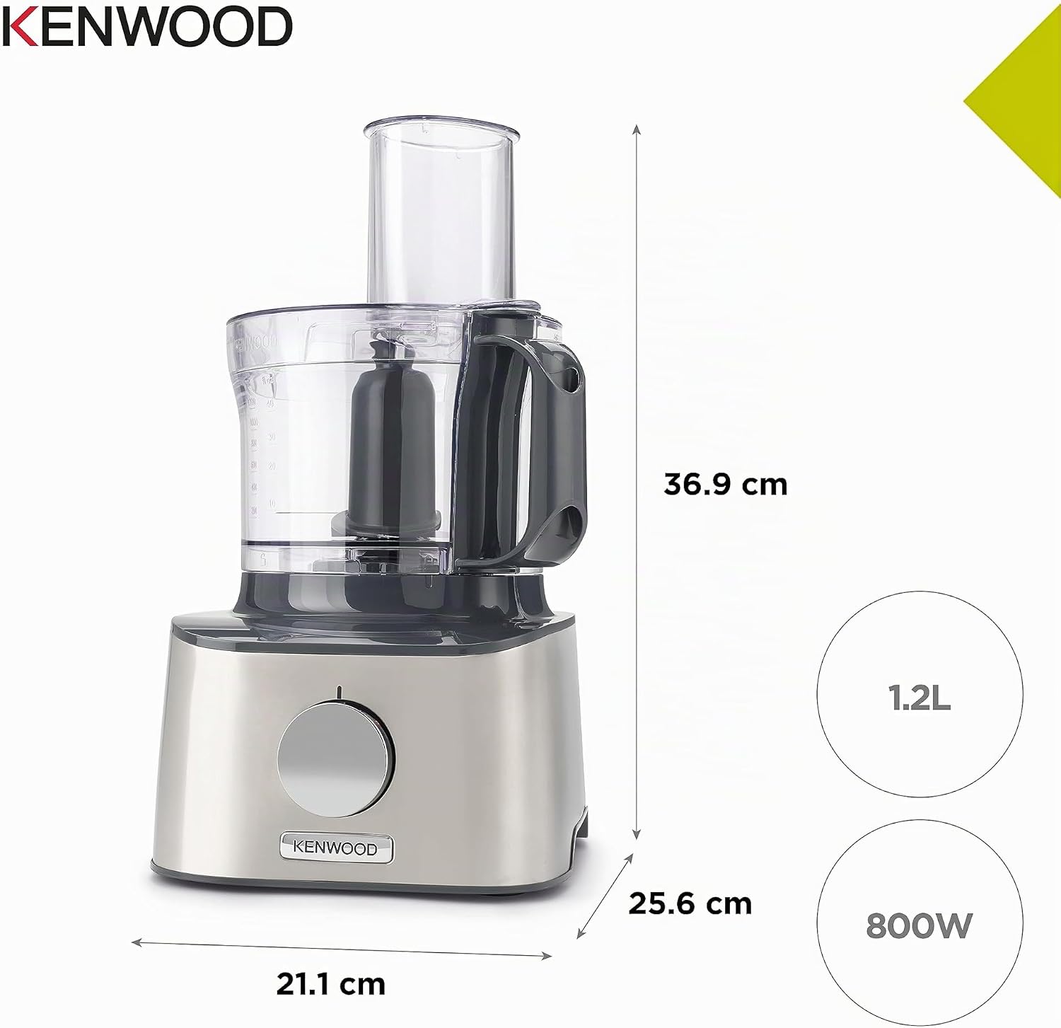 Kenwood FDM301SS Multipro Kompakt-Küchenmaschine, leistungsstarkes Küchengerät mit 2,1-l-Behälter, Acrylmixer, Doppel-Schneebesen, Metallgehäuse – Bild 9