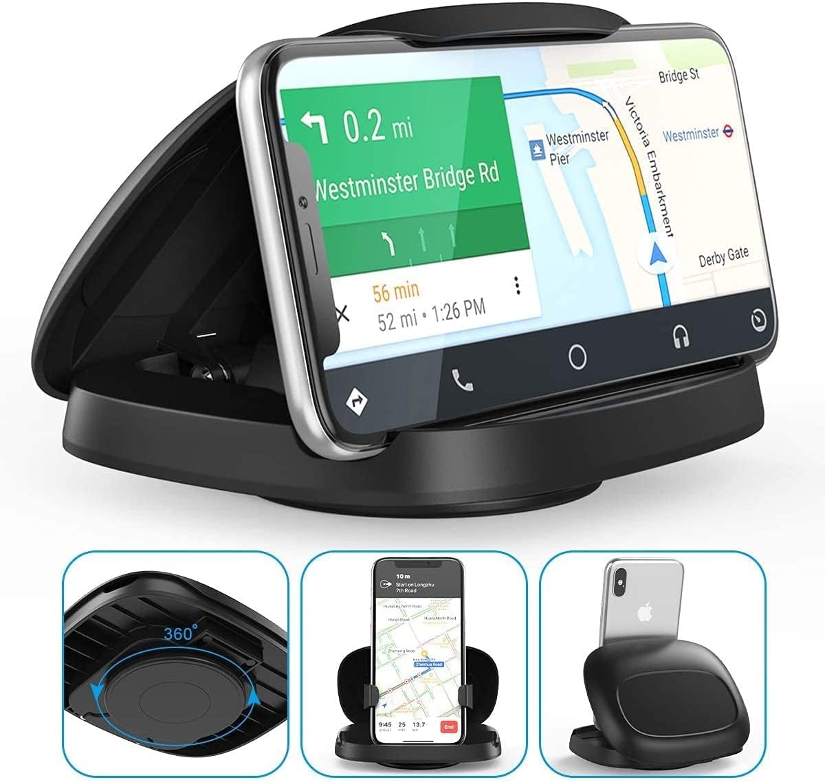 Handyhalterung Auto, 360° drehbare Handyhalterung Auto, Armaturenbrett Auto Handyhalterung mit Klebebasis, Auto Handyhalterung für iPhone 17/16/15/14/13/Pro Max/XS/XR, Samsung Galaxy Smartphones