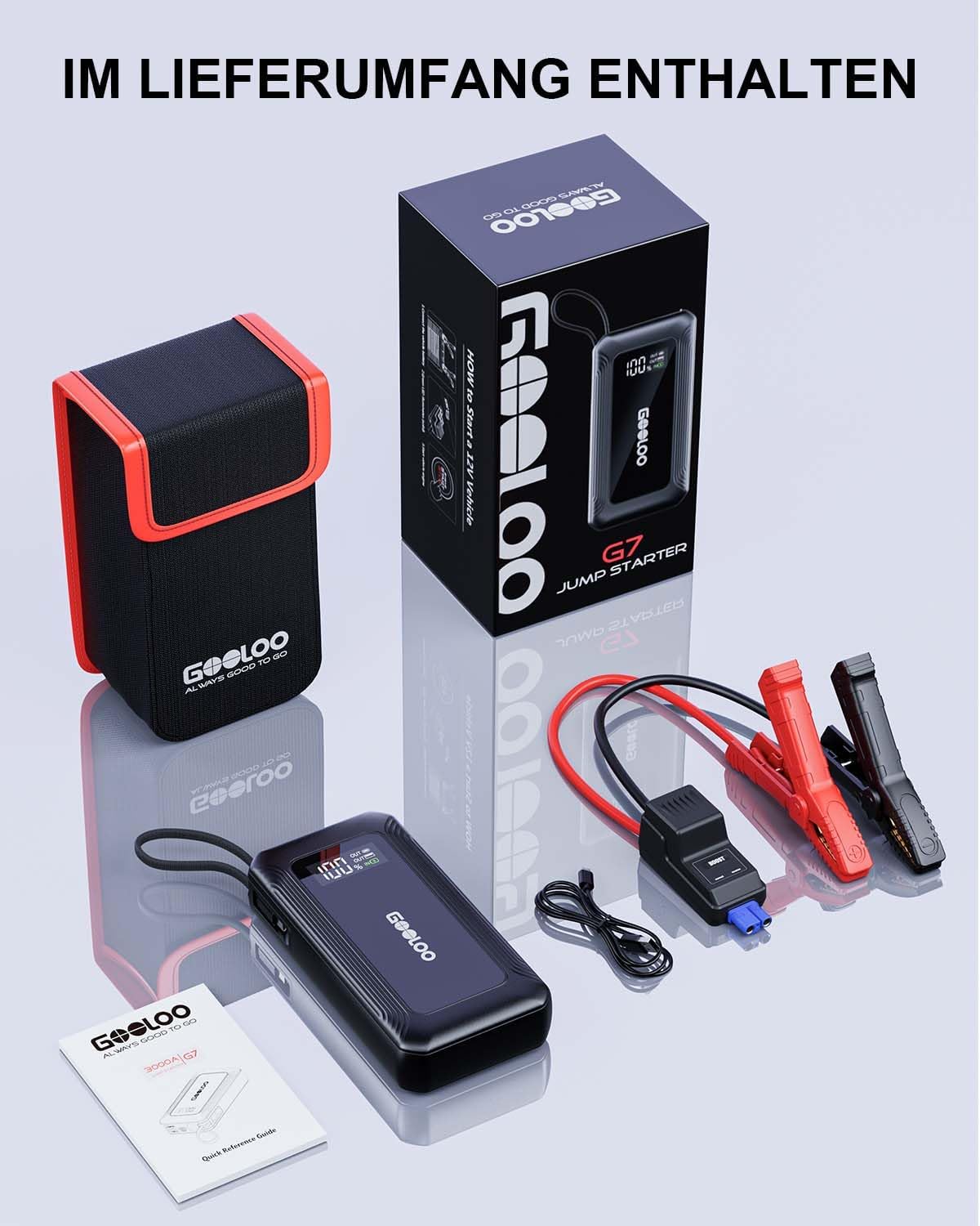 GOOLOO G7 Starthilfe-Powerbank für Auto, 3000 A tragbare Starter-Powerbank mit 45 W USB-C-Schnellladung & LED-Taschenlampe, Booster-Auto-Starthilfe für 12 V (bis zu 8,5 l Benzin/6 l Diesel) – Bild 8