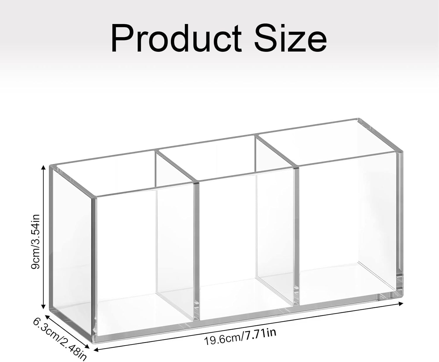 Acryl-Pinselhalter, 3 Fächer, Make-up-Organizer, transparenter Schminktisch-Organizer, Make-up-Organizer für Pinsel, Eyeliner, Lippenstift, Schminktisch-Zubehör-Aufbewahrung, es kann durchsucht werden, Stifthalter – Bild 6