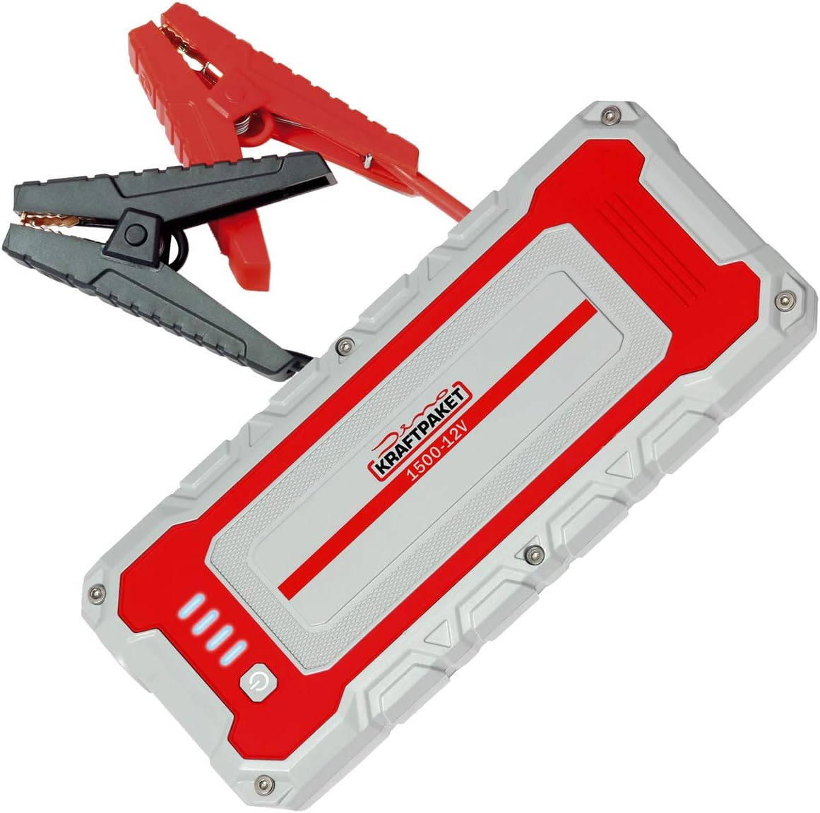 Dino KRAFTPAKET, 12V-1500A Starthilfe 59,2Wh, Auto-Starthilfe-Powerbank für Diesel-, Benzin- und Elektroautos, Blei-Säure-Gel-EFB-AGM-Batterie, für Auto, Motorrad, Boot, Transporter, Wohnmobil, E-Auto