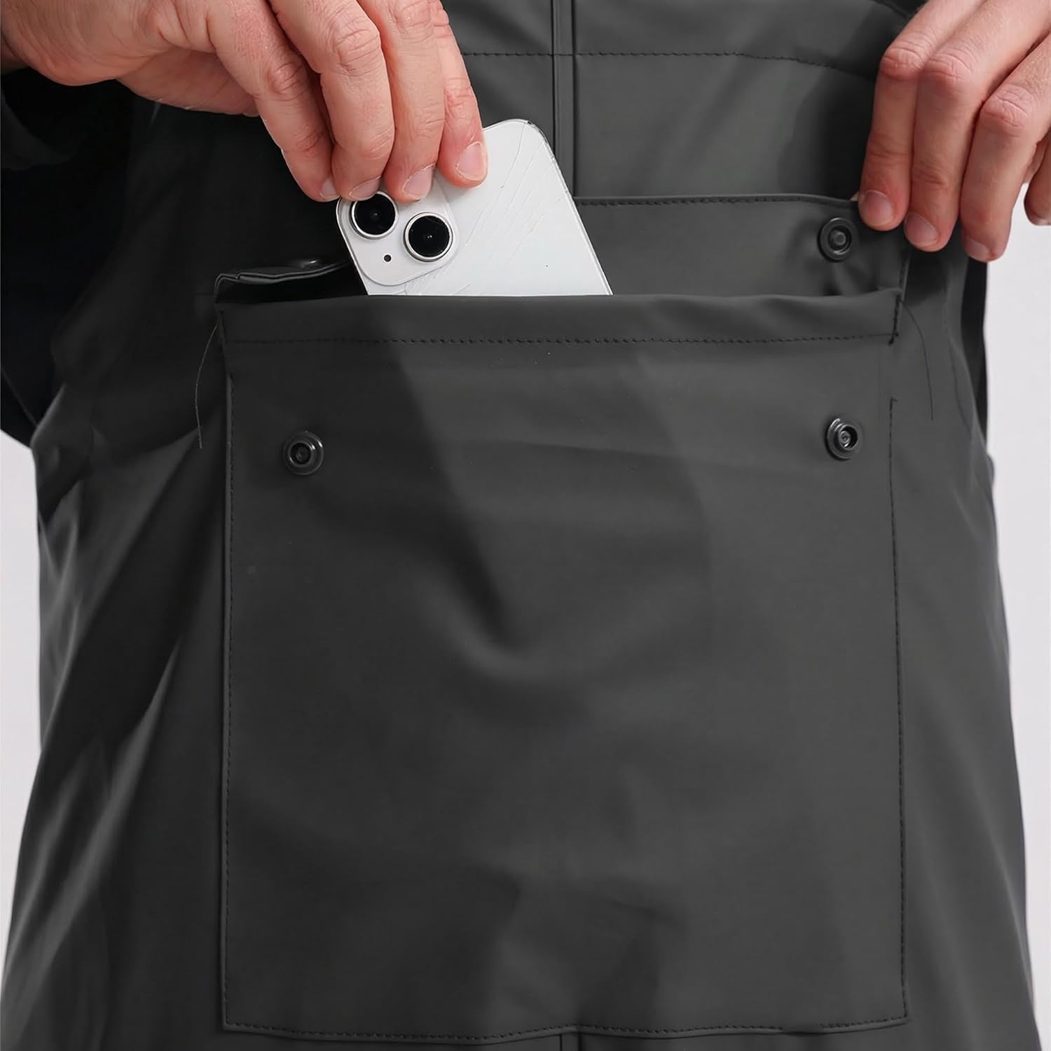 Wasserdichter Regenanzug für Herren – Regenjacke & Regenlatzhose mit abnehmbarer Kapuze, robuste PU-Arbeitskleidung für Bau, Industrie, Angeln – Bild 7
