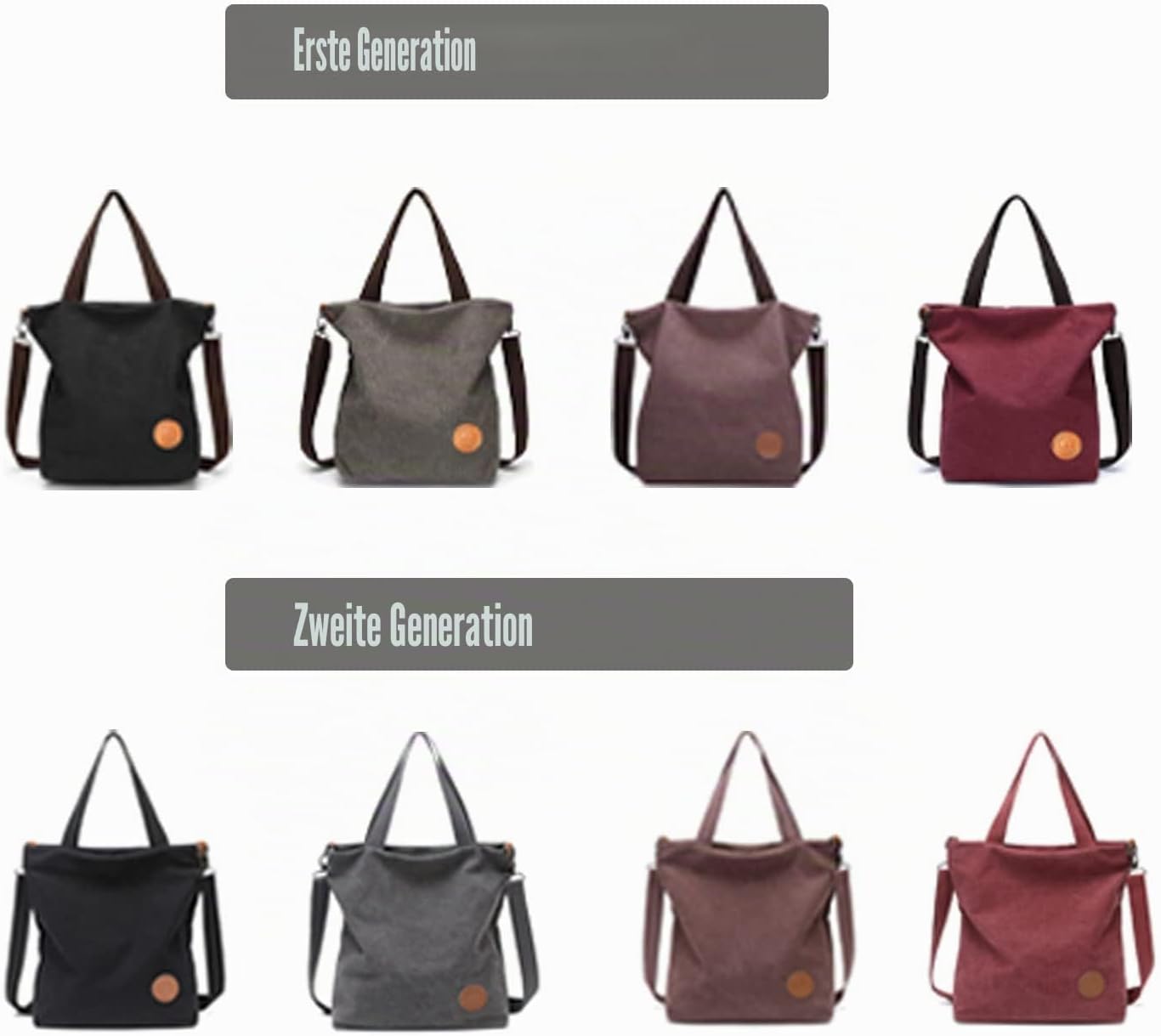 Janben Damen-Handtasche aus Segeltuch, Umhängetasche, lässige multifunktionale Umhängetasche, groß für Arbeit/Schule/Shopper, lässig, täglicher Gebrauch, Schwarz – Bild 2