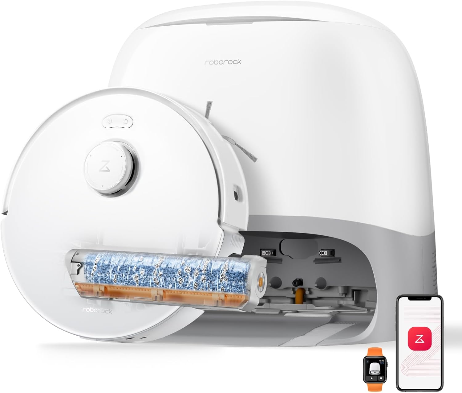 roborock Qrevo Curv 2 Flow Roboterstaubsauger mit Wischfunktion, SpiraFlow Wischwalze mit Selbstreinigung, 20.000 Pa Saugkraft, Duales Anti-Tangle-System, intelligenter Teppichschutz, All-in-One-Dock