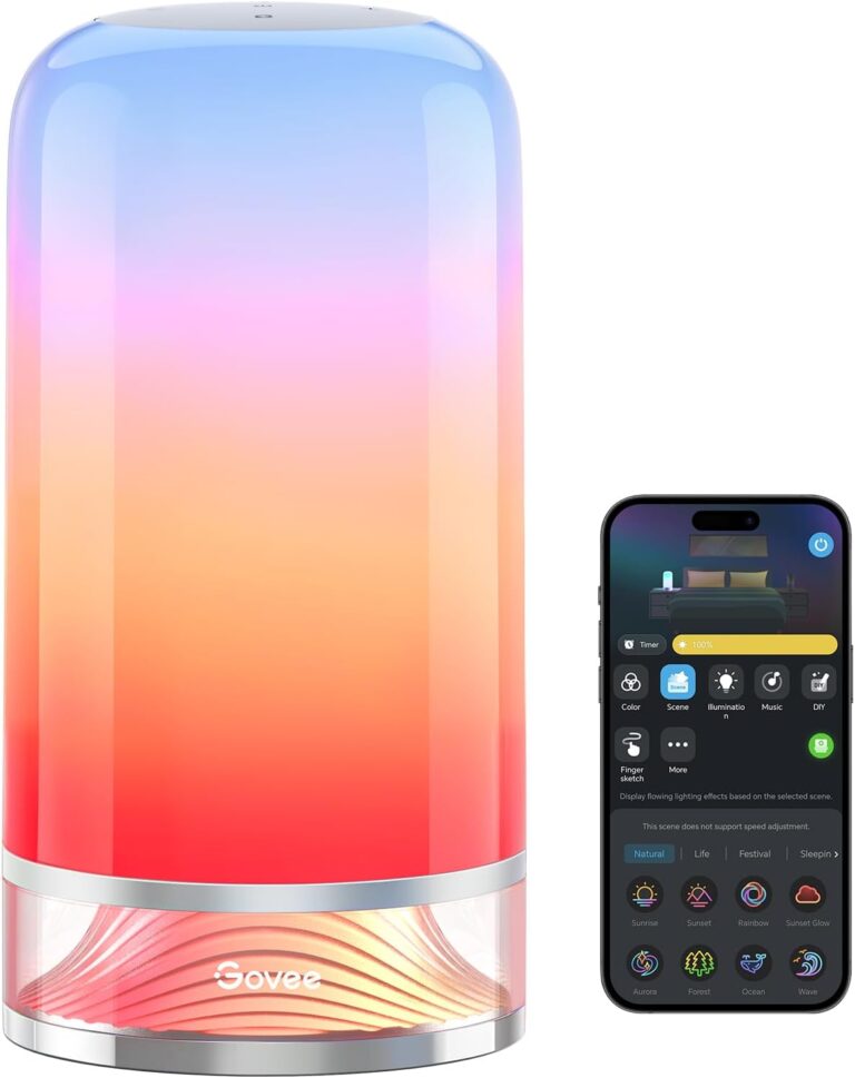 Govee LED-Tischlampe, Nachttischlampe, Touch-dimmbar RGBICWW, Alexa-Steuerung mit über 70 Szenenmodi, 500 Lumen, funktioniert mit Materie, 2700–6500 K, für Wohnzimmer und Schlafzimmer