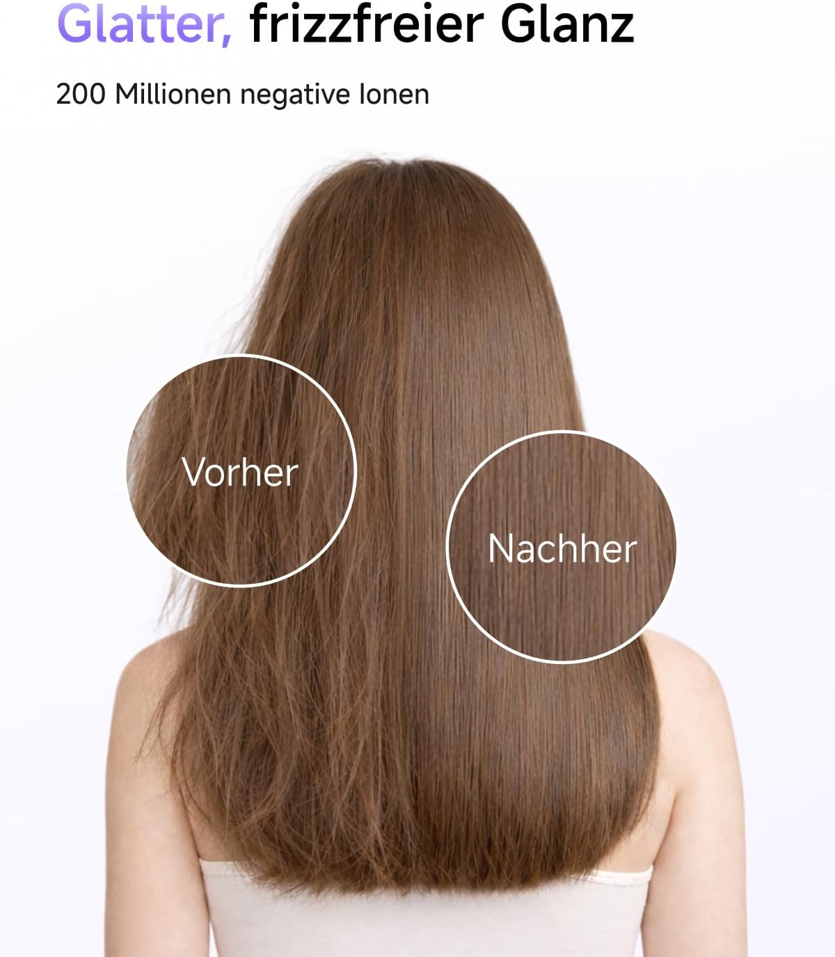 Laifen Luft-Haartrockner, ultraleichter Haartrockner 280 g mit 200 Millionen negativen Ionen, schnelles Trocknen in 3 Minuten, 60 dB flüsterleise mit Kindermodus & Glättungsdüse, ideal für Reisen (Milchtee). – Bild 8
