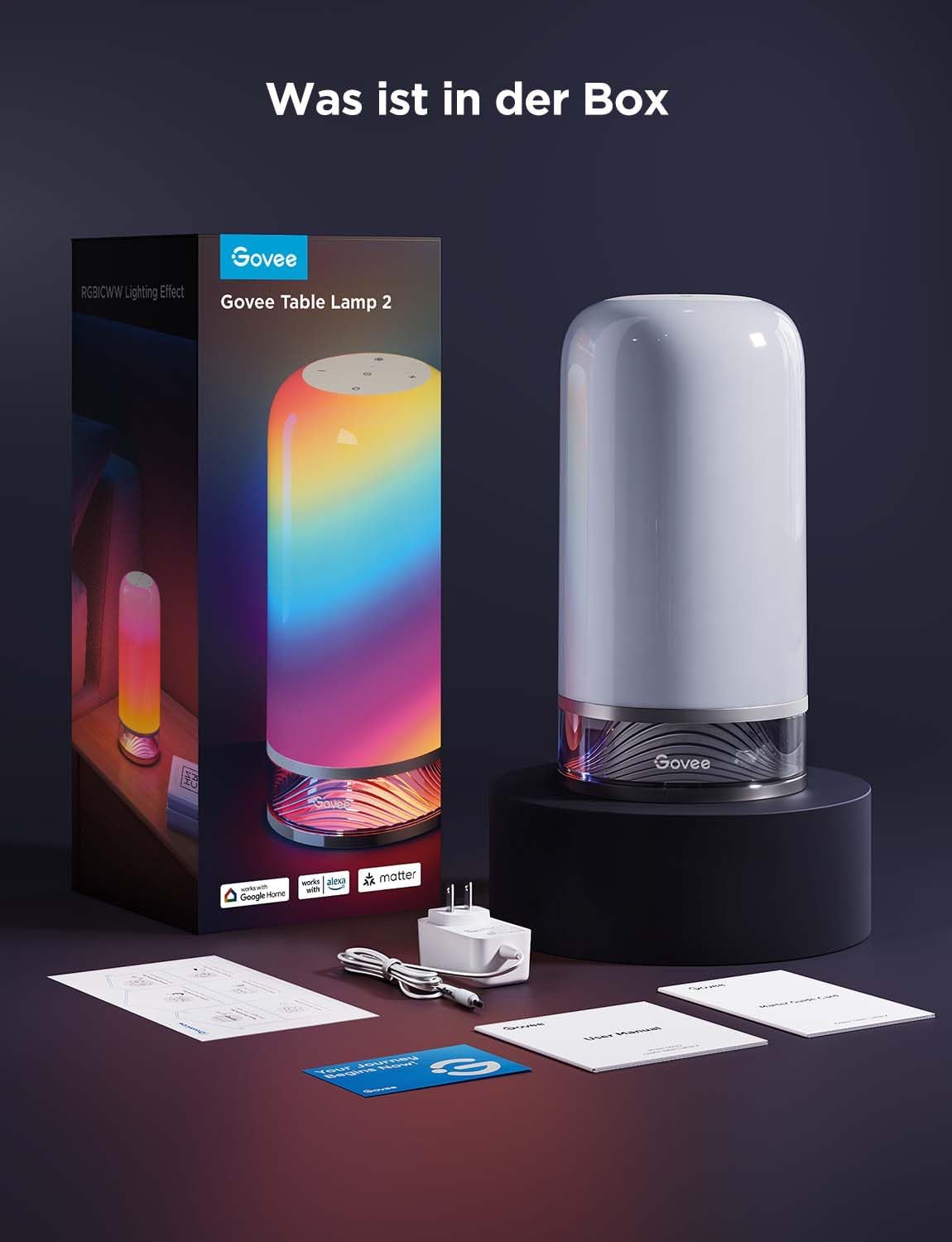 Govee LED-Tischlampe, Nachttischlampe, Touch-dimmbar RGBICWW, Alexa-Steuerung mit über 70 Szenenmodi, 500 Lumen, funktioniert mit Materie, 2700–6500 K, für Wohnzimmer und Schlafzimmer – Bild 9
