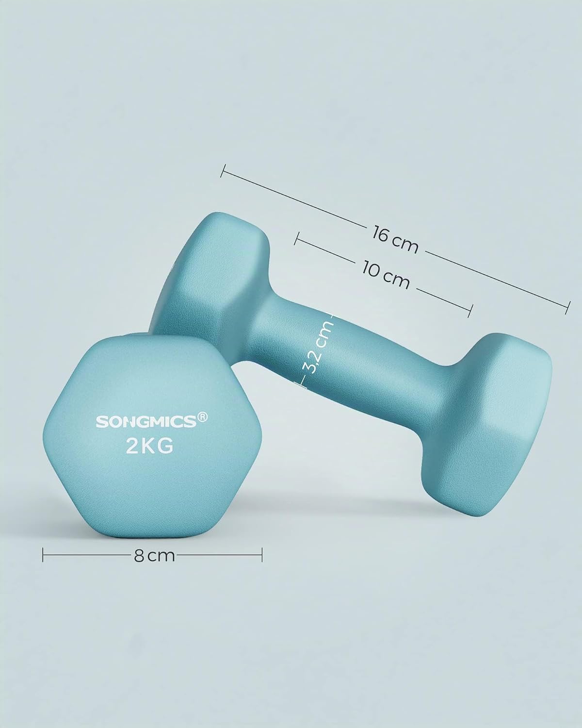 SONGMICS 2er-Pack Sechseckhanteln mit Neoprenbeschichtung für Krafttraining, Fitness, Zuhause – Bild 7