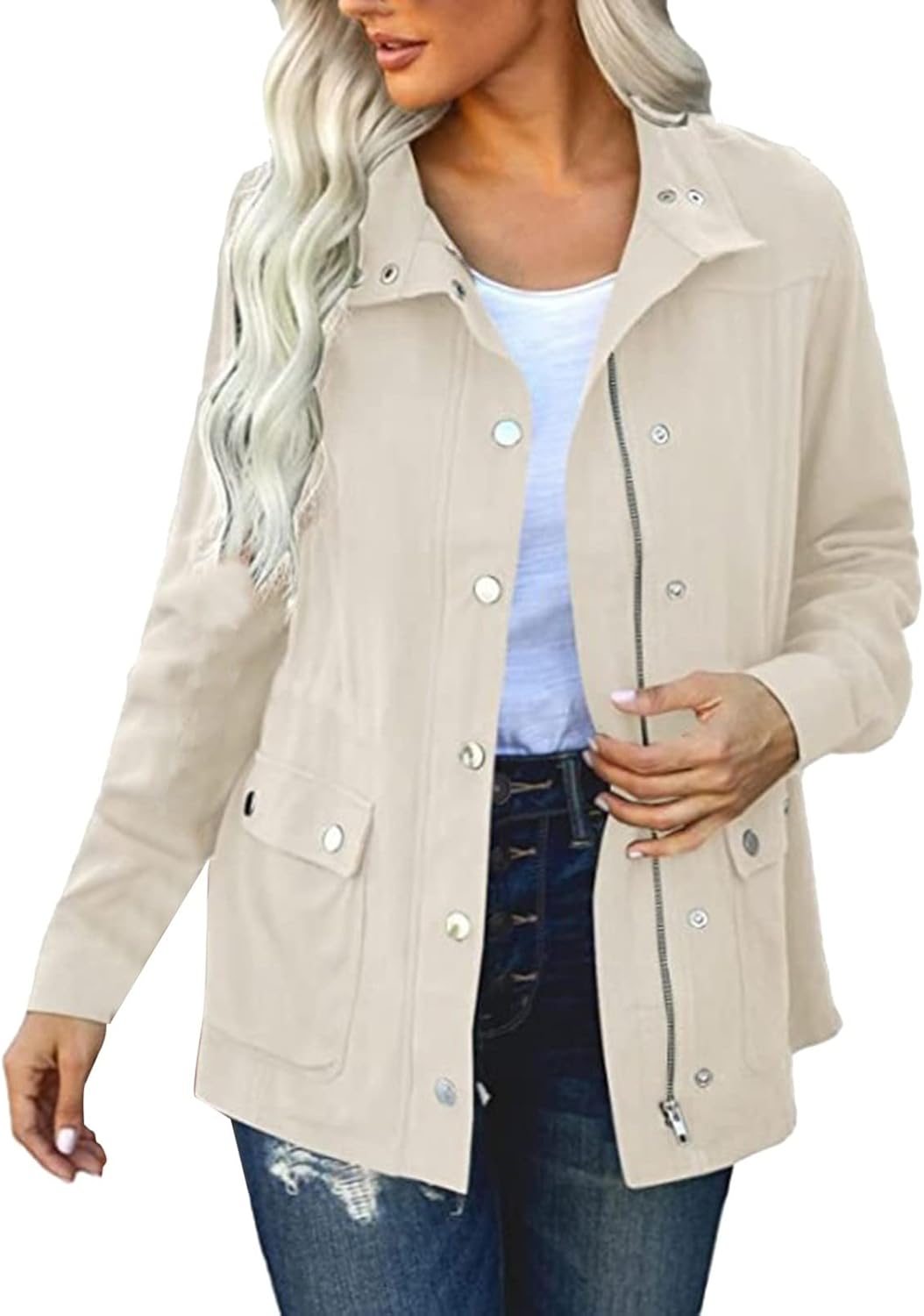 Generisch Damen Jacke Frühling Leichte Bomberjacke Langarm Übergangsjacke Sommer Frühlingsjacke Frühling Damen Jacken – Bild 2