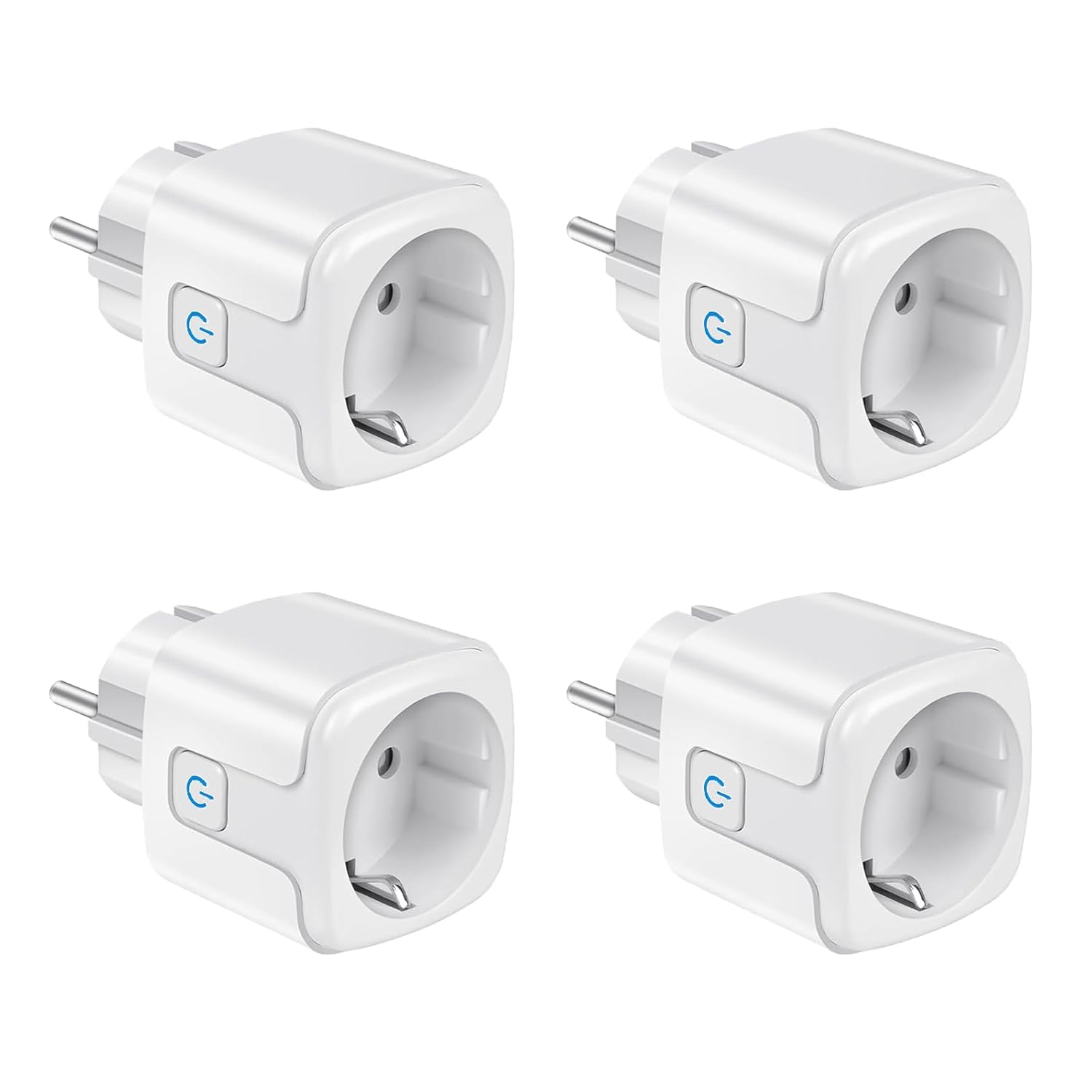 Smarte WLAN-Steckdose, Alexa-Steckdose mit Strommessung 16 A, 4 Stück Smart Plugs, 2,4 GHz WLAN-Steckdosen, Fernbedienung, Sprachsteuerung, funktioniert mit Alexa, Google Home