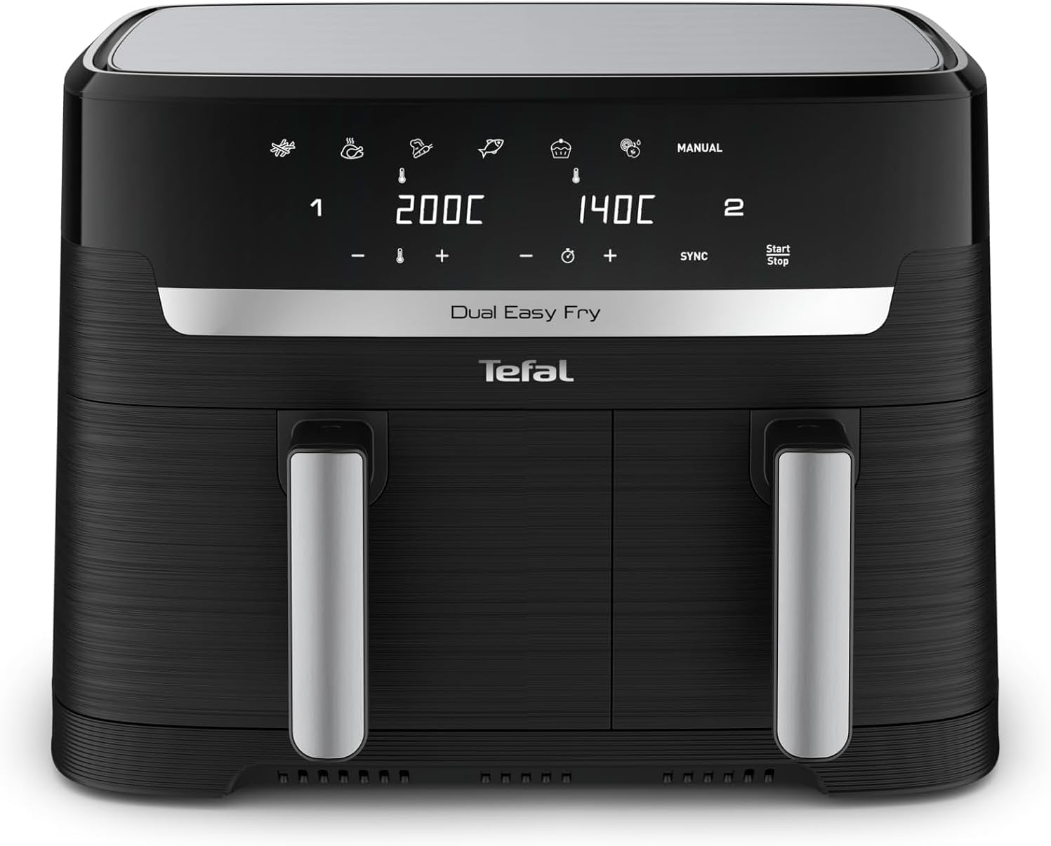 Tefal Dual Easy Fry Heißluftfritteuse 8,3 l – Airfryer mit 2 Kammern und XL-Schublade, 7 Programme, 2700 W, Extra Crisp-Technologie, fettarmes Frittieren und Energieeinsparung, spülmaschinenfest EY9018