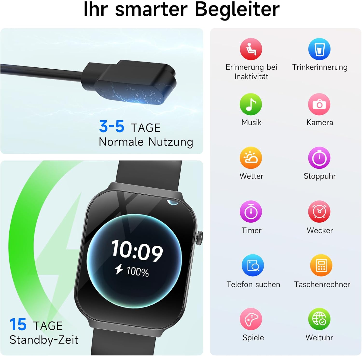 2026 Herren-Smartwatch mit EKG + HRV/BMI/Mikro-Gesundheitscheck/Harnsäure, 2,2-Zoll-Upgrade 3D-gebogenes Display-Gesundheitsuhr mit 24-Stunden-Herzfrequenz-Blutdruck-Körpertemperatur-Schlafmonitor für Android/iOS – Bild 7