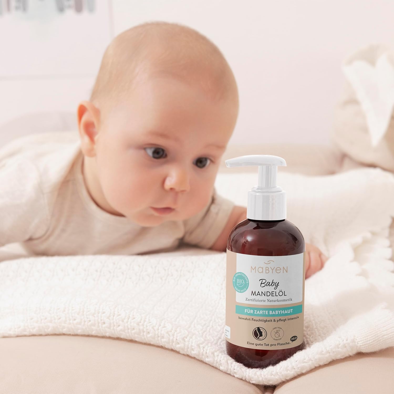 MABYEN Babypflege Rundum-Sorglos-Set | Naturkosmetik - 3 Produkte - Bio - Babyausstattung - Geschenkset - mit Mandelöl, Wundcreme & Wind- & Wettercreme – Bild 6