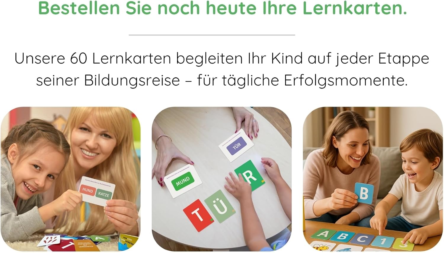 ABC & 123 Karteikarten – 60 Karten zum Buchstabenlernen, komplettes deutsches Alphabet & Zahlen 1-12 mit Bonus-Spielideen, Montessori-Lernkarten ab 3 Jahren für Vorschule & Kindergarten – Bild 8