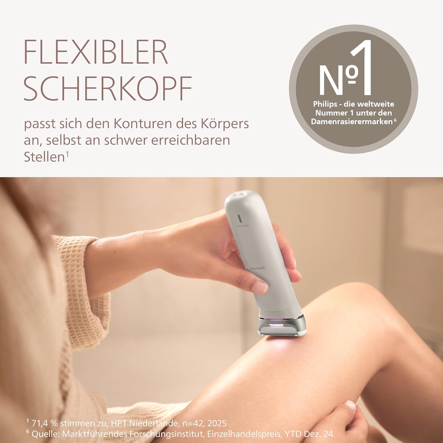 Philips Lady Shaver Series 8000 Akku-Elektrorasierer, Nass- und Trockenrasierer, 3 Klingen, flexibler Scherkopf, LED-Licht, Gesichts-/Beine-/Körper-/Bikini-Bereich, 100 Minuten Laufzeit, Modell BRL159/00 – Bild 2