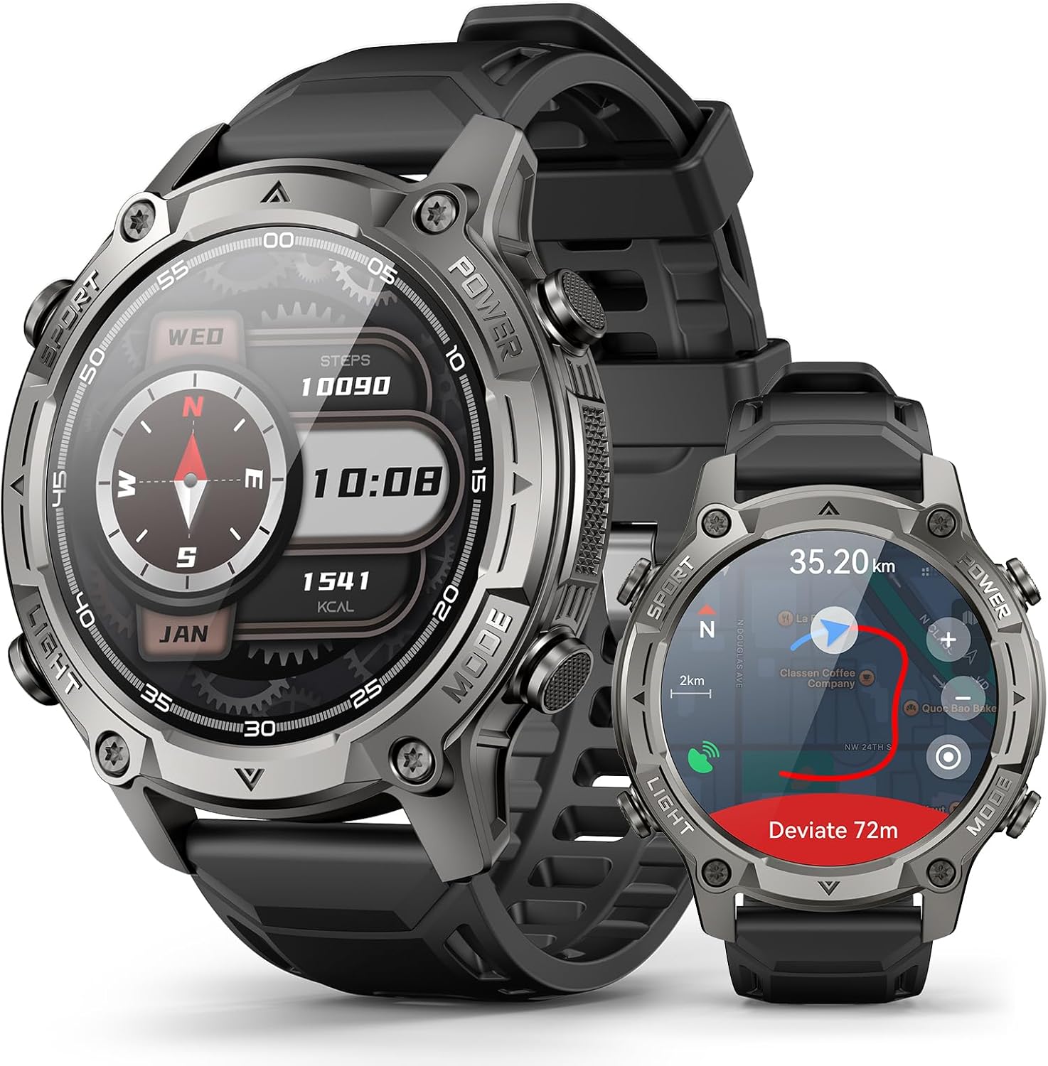 SOUYIE Herren-Smartwatch mit GPS, Offline-Karten und 6 Satelliten-Navi, 5ATM wasserdicht, 21-Tage-Akku, KI-Sprachassistent, 178 Sportmodi, Fitness-Tracker mit Herzfrequenzmesser und Schlafmonitor für Android iOS