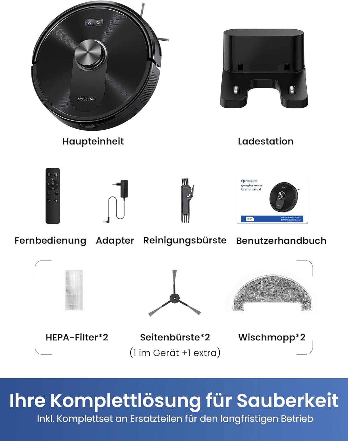 Proscenic Q10 Saugroboter mit Wischfunktion, 8000Pa 200min Staubsaugerroboter, intelligente Lasernavigation mit 5 Karten, smarte Steuerung per App, Alexa & Siri Apple Watch, Hartböden – Bild 11