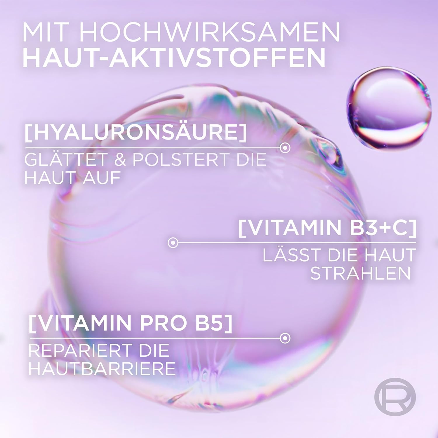 L'Oréal Paris Glass Skin Feuchtigkeitsfluid, für pralle und strahlende Haut, mit Hyaluronsäure + 5 % (Vitamin B3 + Pro B5 + C), glättendes Anti-Aging-Gesichtsfluid, Revitalift Filler, 50 ml – Bild 4