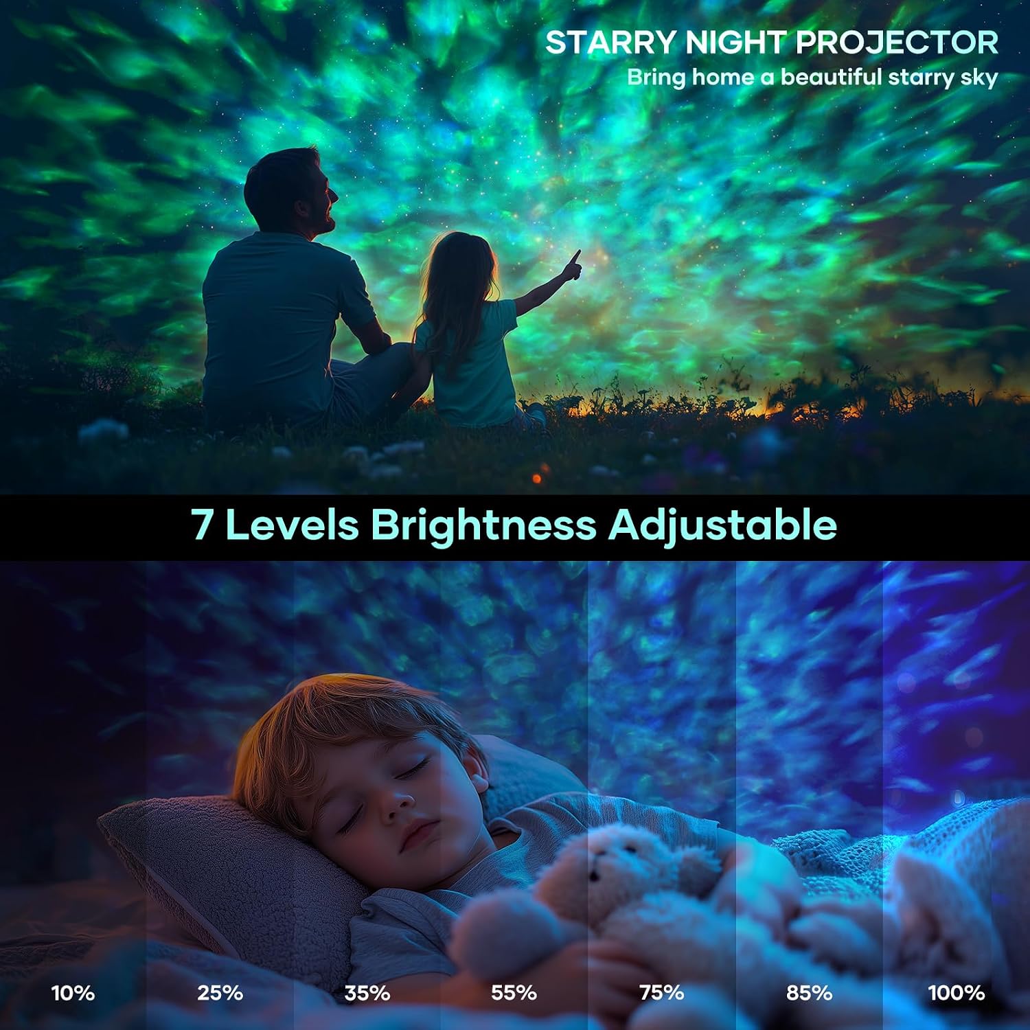 Fokky Sternenhimmel Projektor, LED Sternenhimmel Projektor Kinder, Galaxy Projektor für Geschenkparty, Sternprojektor Kinder mit 16 Lichteffekten, LED Projektor Nachtlicht Raumdekoration (Weiß) – Bild 4