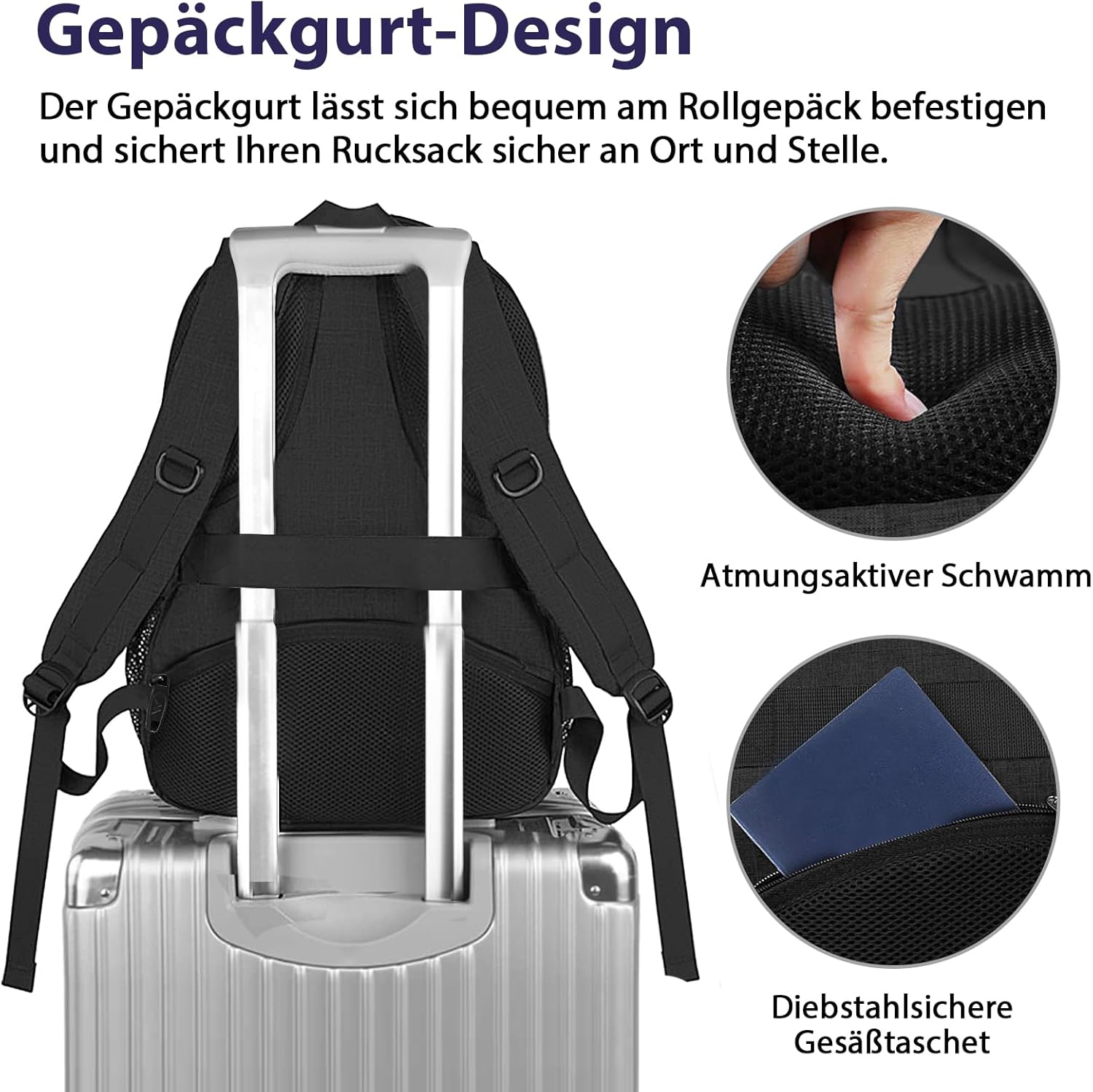 MATEIN Herren Laptop Rucksack 17 Zoll Wasserdicht Arbeitsrucksack Herren Groß Laptop Rucksack Diebstahlsicher Schulrucksack Teenager Laptop Rucksack Arbeit Business Schule Schwarz – Bild 5