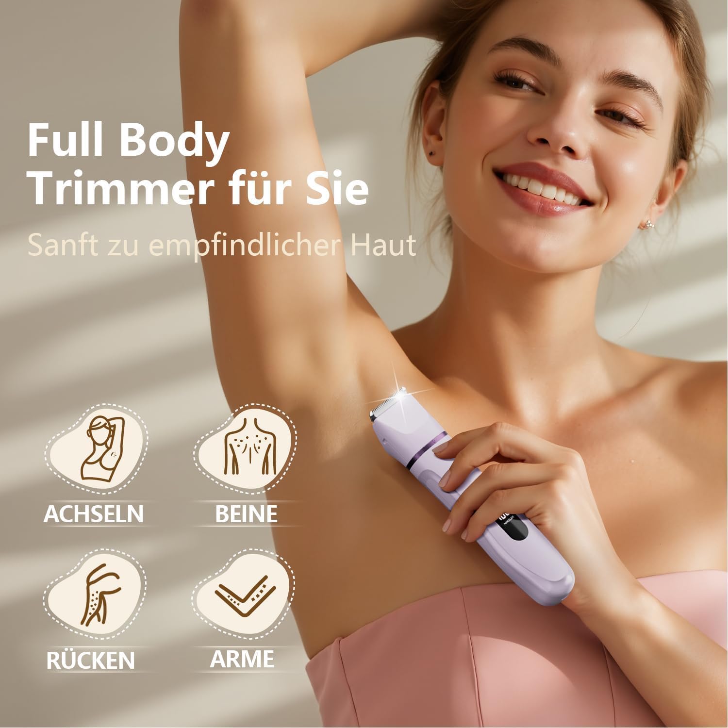 Intimrasierer für Damen, Damen-Intimbereich sanft, 2-in-1 elektrischer Damenrasierer, Bikini-Trimmer wasserdicht für Körper-Gesichtshaare, Damenrasierer, Geschenke für Frauen – Bild 2