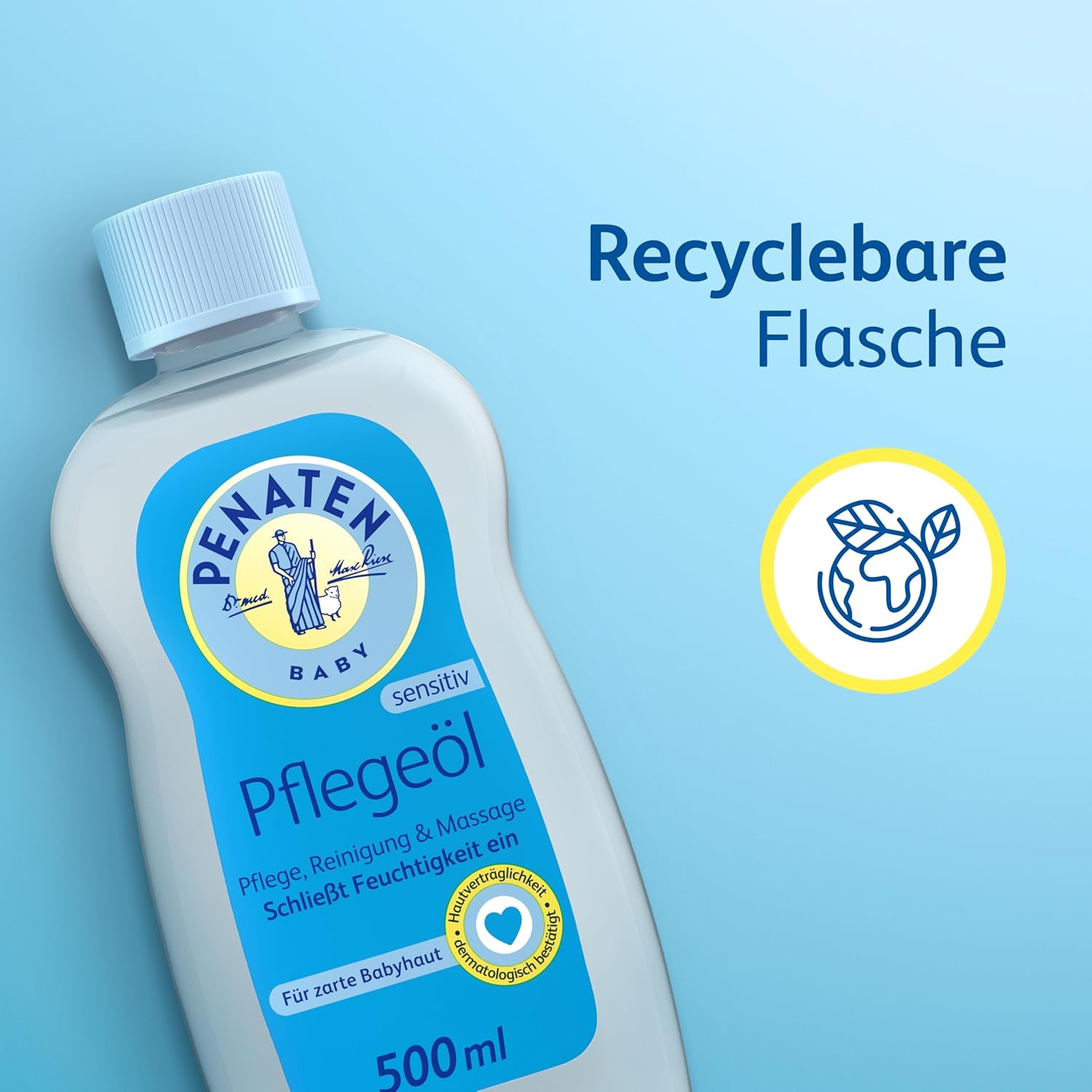 PENATEN Pflegeöl, pflegendes Babyöl und Babypflege-Massageöl zur sanften Reinigung und Pflege empfindlicher Babyhaut (1 x 500 ml) – Bild 3