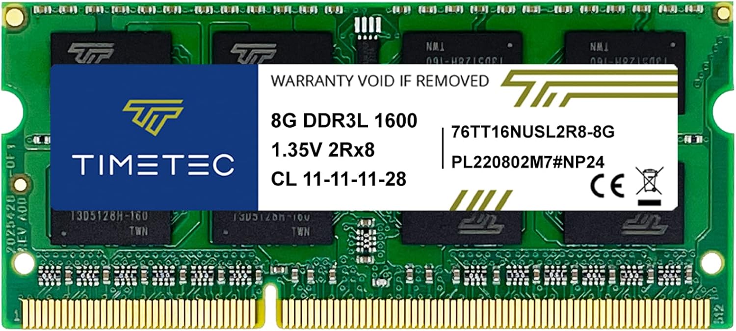 Timetec Hynix IC 8 GB DDR3L 1600 MHz PC3-12800 ungepuffert Non-ECC 1,35 V CL11 2Rx8 Dual Rank 204 Pin SODIMM Laptop Notebook Computer Speicher RAM Modul Upgrade (8 GB)