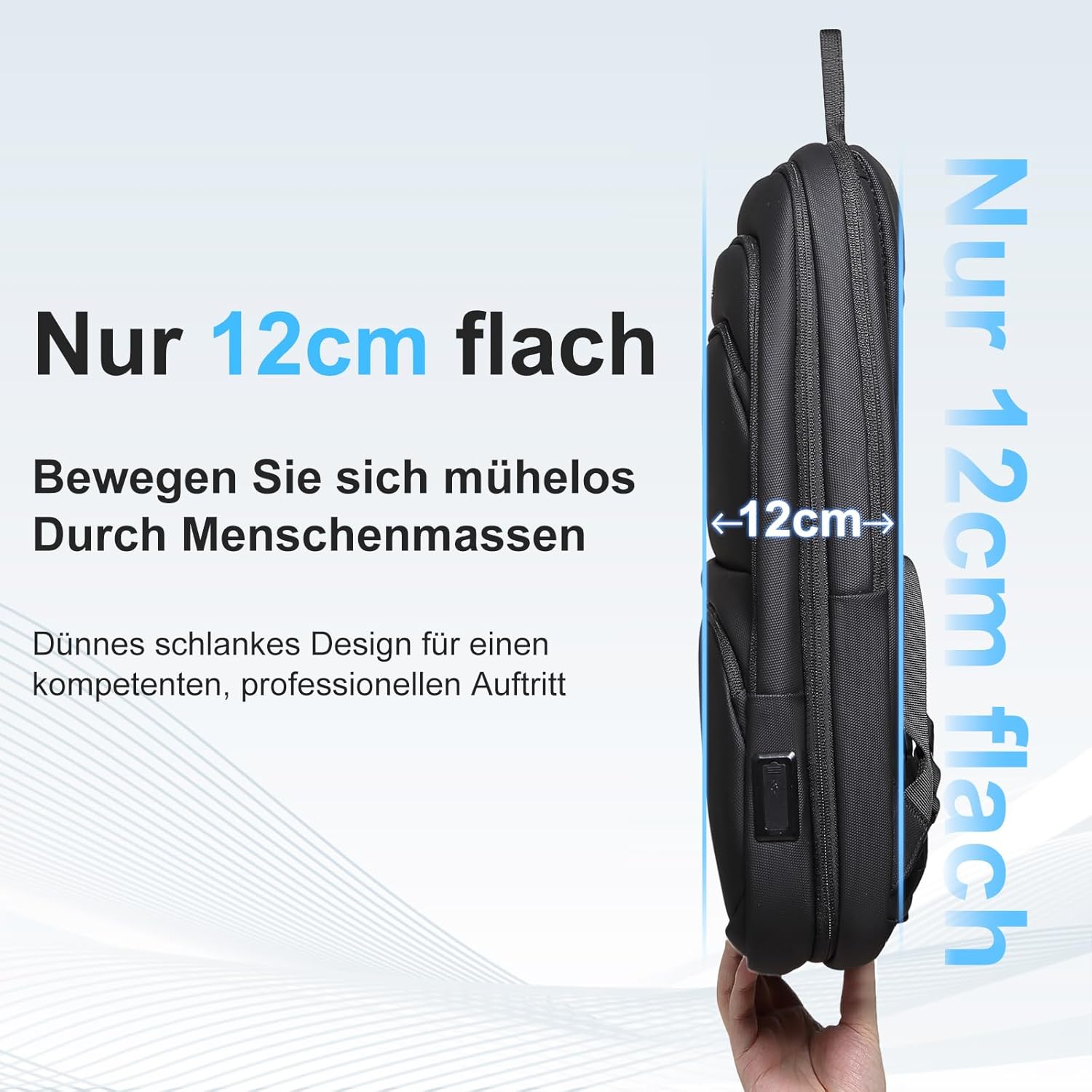 FENRUIEN Business-Laptop-Rucksack, leicht, 15,6 Zoll, schlanker Laptop-Rucksack, Schwarz, Business – Bild 5