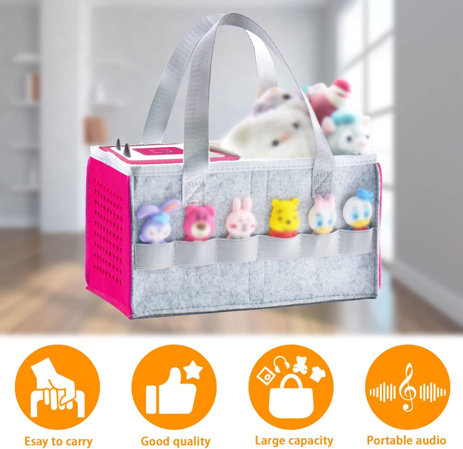 Tragetasche für Toniebox Starterset und Zubehör, Filz Organizer Tasche für Tonies Figur und Reise mit Tragegriff für Toniebox & Zubehör (Rosa) – Bild 5