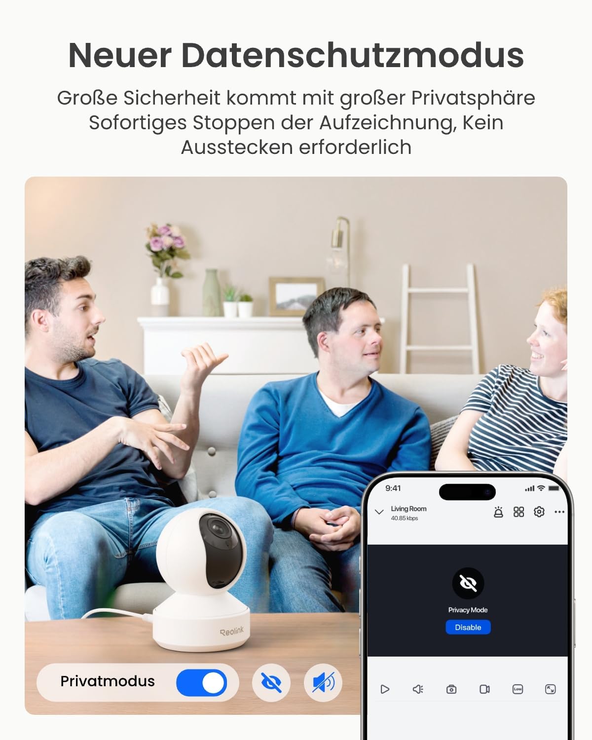 Reolink 4K PTZ WLAN-Überwachungskamera für den Innenbereich, 2,4/5 GHz Wi-Fi 6, Babyphone mit Kamera, 3-fach optischer Zoom, Autoverfolgung, Innenkamera für Kinder, Hundekamera, Erkennung von Menschen/Haustieren/Schreien, E1-Zoom – Bild 5