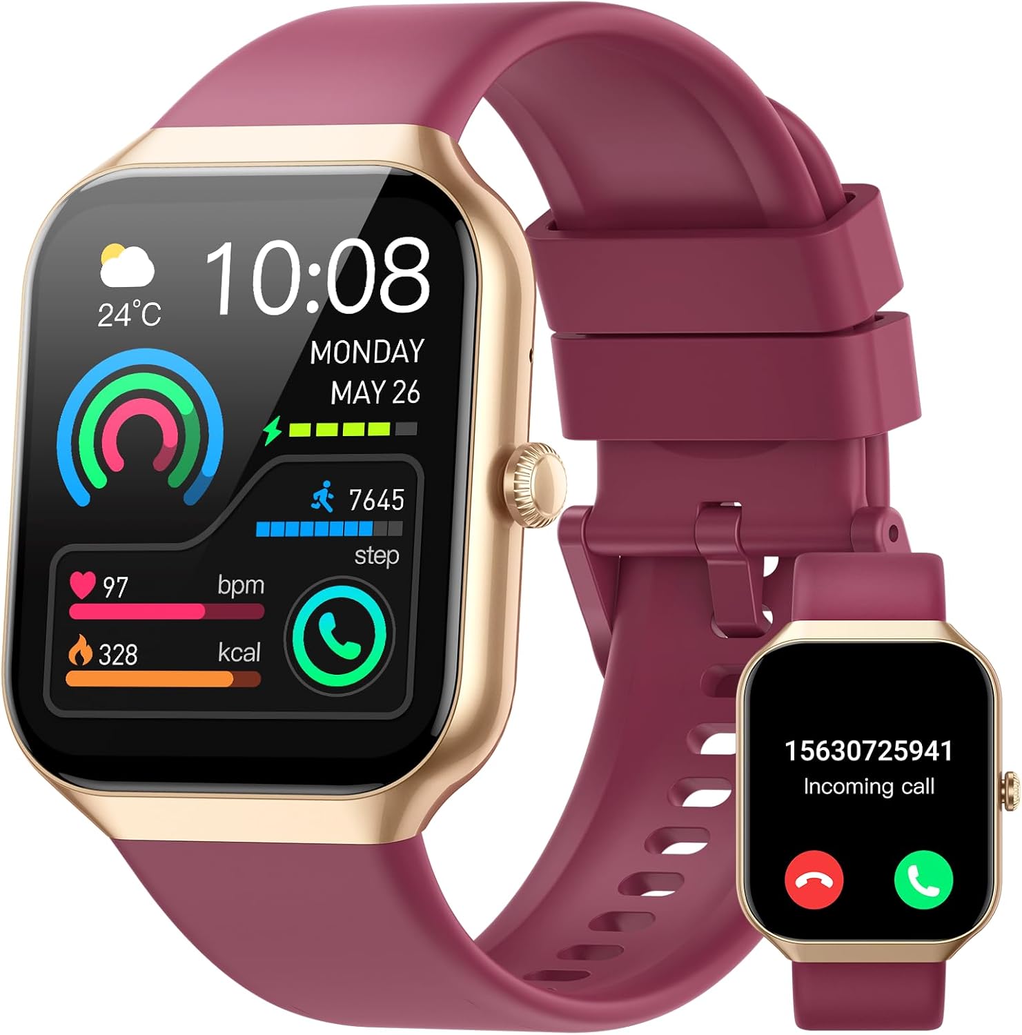 Smartwatch Damen Herren mit Telefonfunktion, 1,96 Zoll HD Fitnessuhr mit Herzfrequenz SpO2 Schlafmonitor Schrittzähleruhr IP68 Wasserdicht Smartwatch mit 113+ Sportmodi, Sportuhr für Android iOS