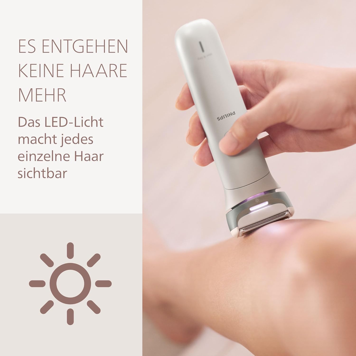 Philips Lady Shaver Series 8000 Akku-Elektrorasierer, Nass- und Trockenrasierer, 3 Klingen, flexibler Scherkopf, LED-Licht, Gesichts-/Beine-/Körper-/Bikini-Bereich, 100 Minuten Laufzeit, Modell BRL159/00 – Bild 4