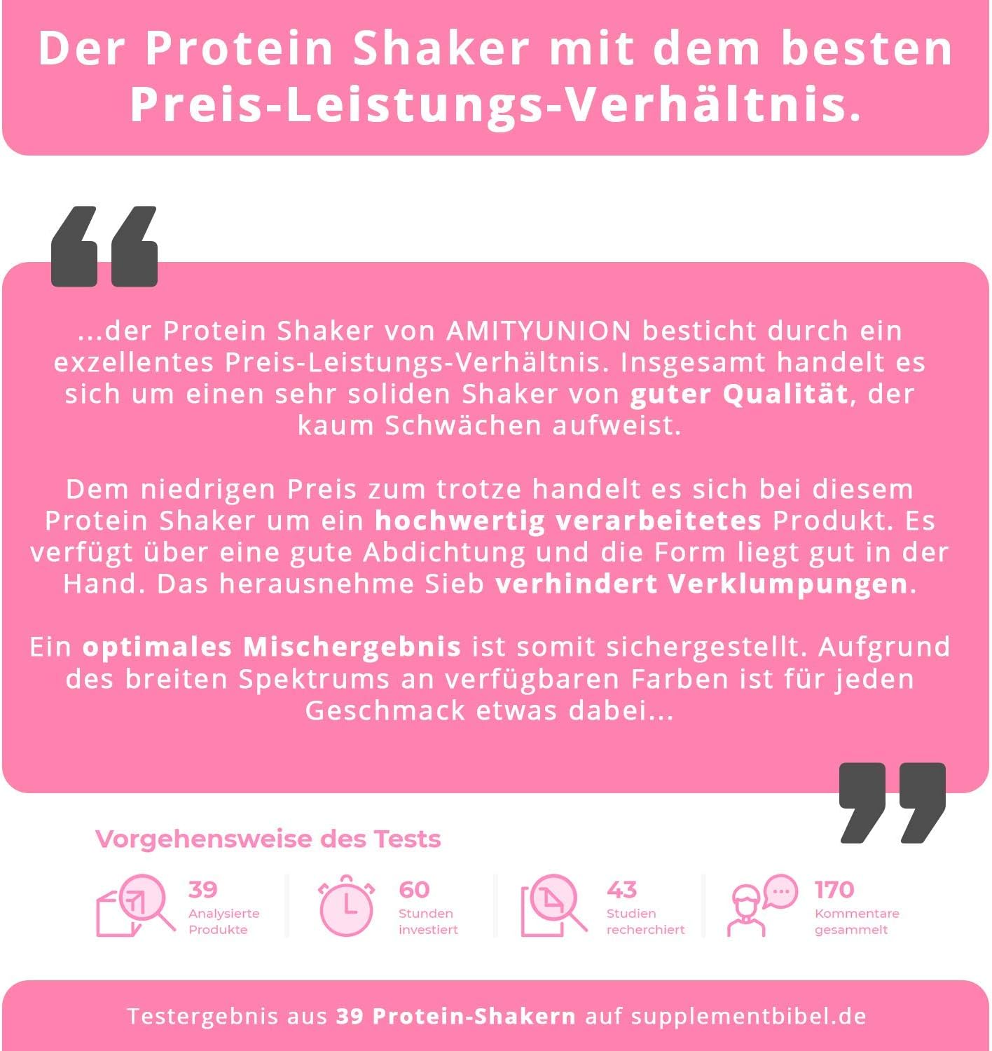 Protein-Shaker für Damen, das Original von AMITYUNION, auslaufsicherer Protein-Shaker, BPA-frei mit Sieb, Waage für cremige Whey-Shakes, Gym-Fitness-Becher für Isolate und Sportkonzentrate – Bild 7