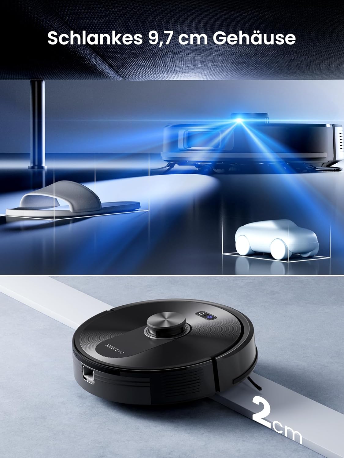 Proscenic Q10 Saugroboter mit Wischfunktion, 8000Pa 200min Staubsaugerroboter, intelligente Lasernavigation mit 5 Karten, smarte Steuerung per App, Alexa & Siri Apple Watch, Hartböden – Bild 5