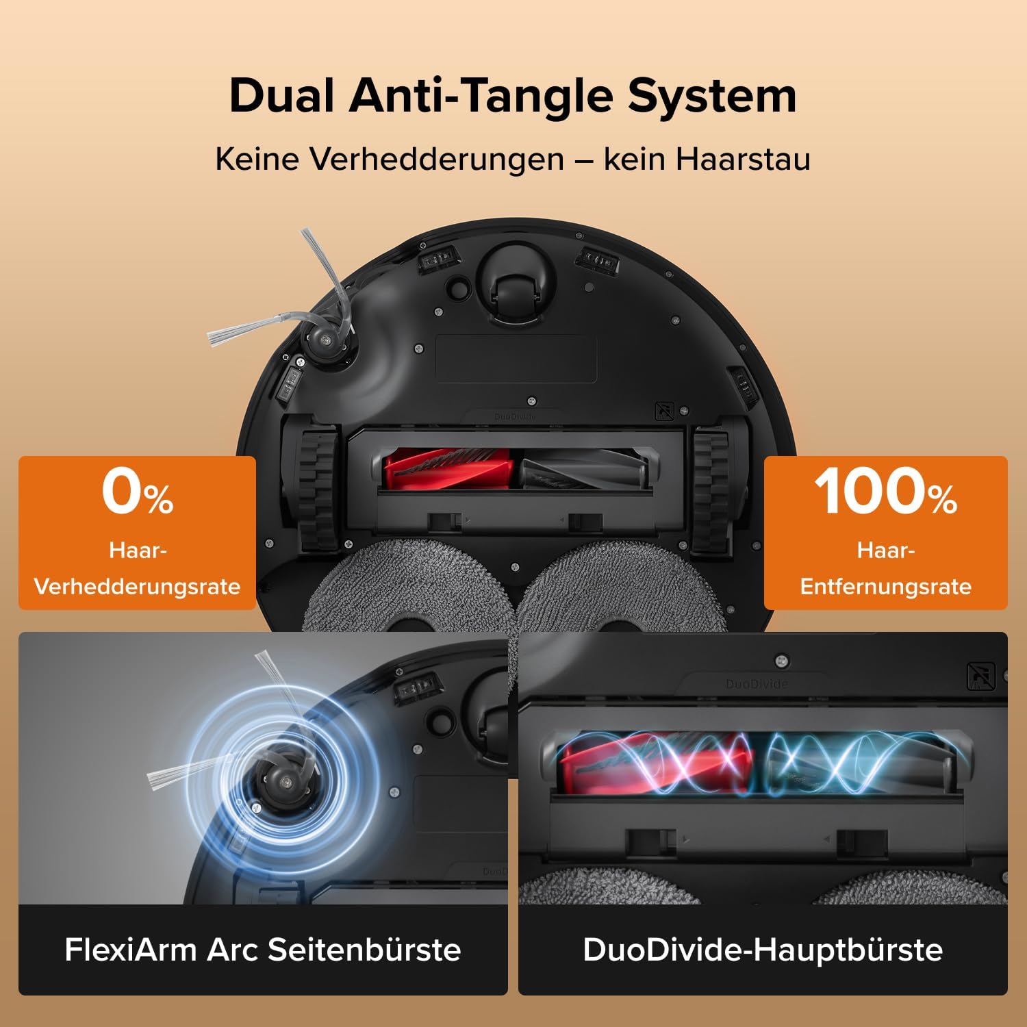 roborock Qrevo Edge 2 Set Saugroboter mit Wischfunktion&Hebarem Wischmopp, 25.000 Pa, Anti-Tangle, ultraflach 7,98 cm, 80 °C Heißwasser-Moppwäsche, FlexiArm-Technologie, AI-Hinderniserkennung(Schwarz) – Bild 5