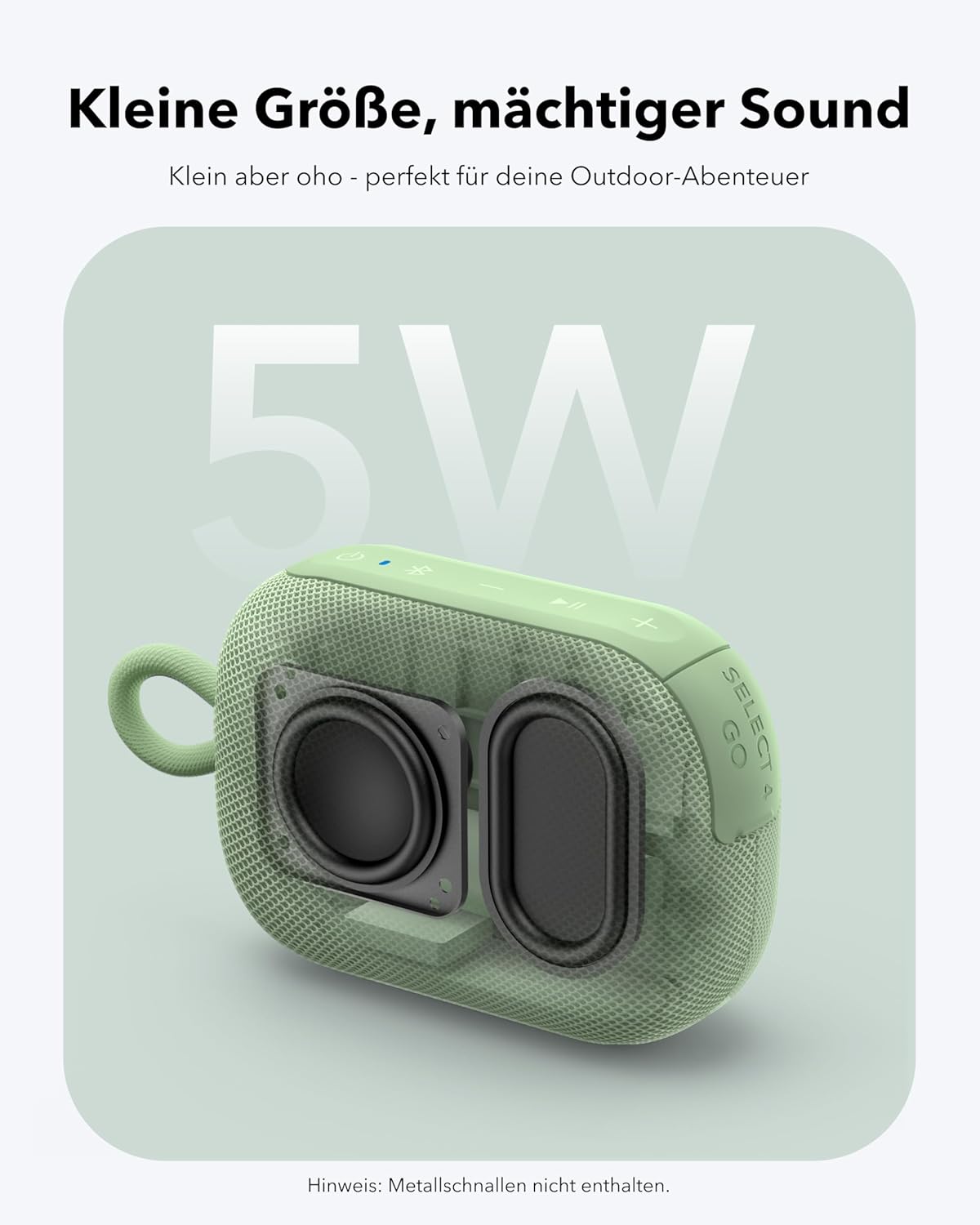 soundcore Anker Select 4 Go Bluetooth-Lautsprecher, tragbare Mini-Lautsprecherdusche, 20 Stunden Spielzeit, IP69 wasser- und staubbeständig, schwimmfähig, kraftvoller Sound, für drinnen, draußen und Wandern – Bild 3
